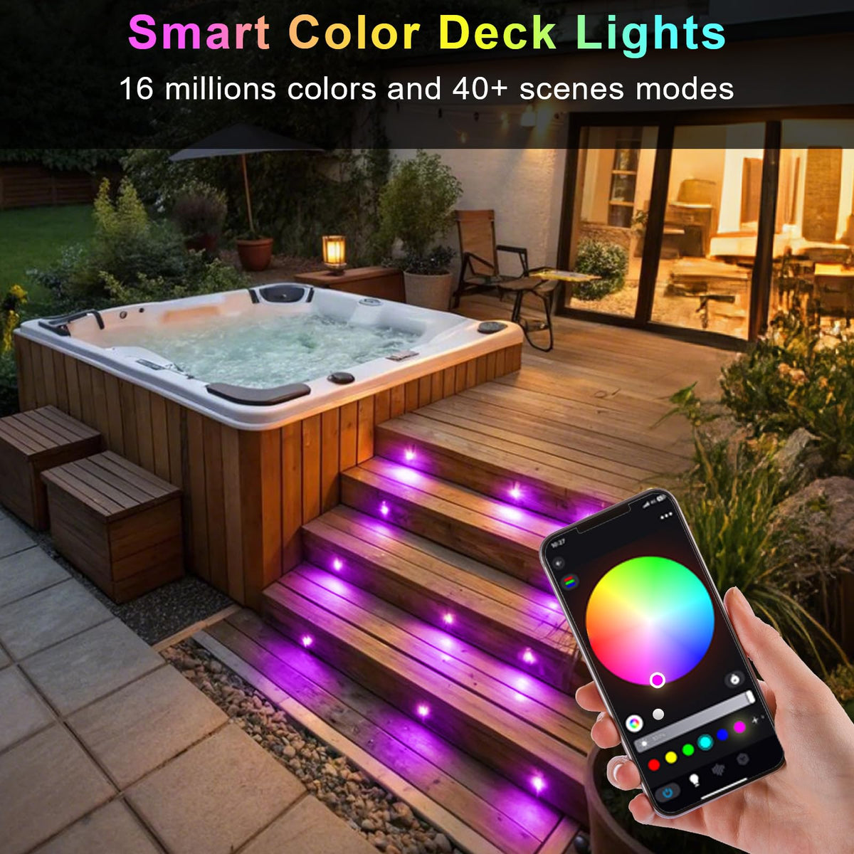Smart WiFi LED Deck Lights 30 Pack, APP Control RGB Outdoor Lighting for Patio Deck Steps Landscape, Φ1.22" Low Voltage 12V Recessed Deck Lights Waterproof IP67,Compatible with Alexa/Google Home