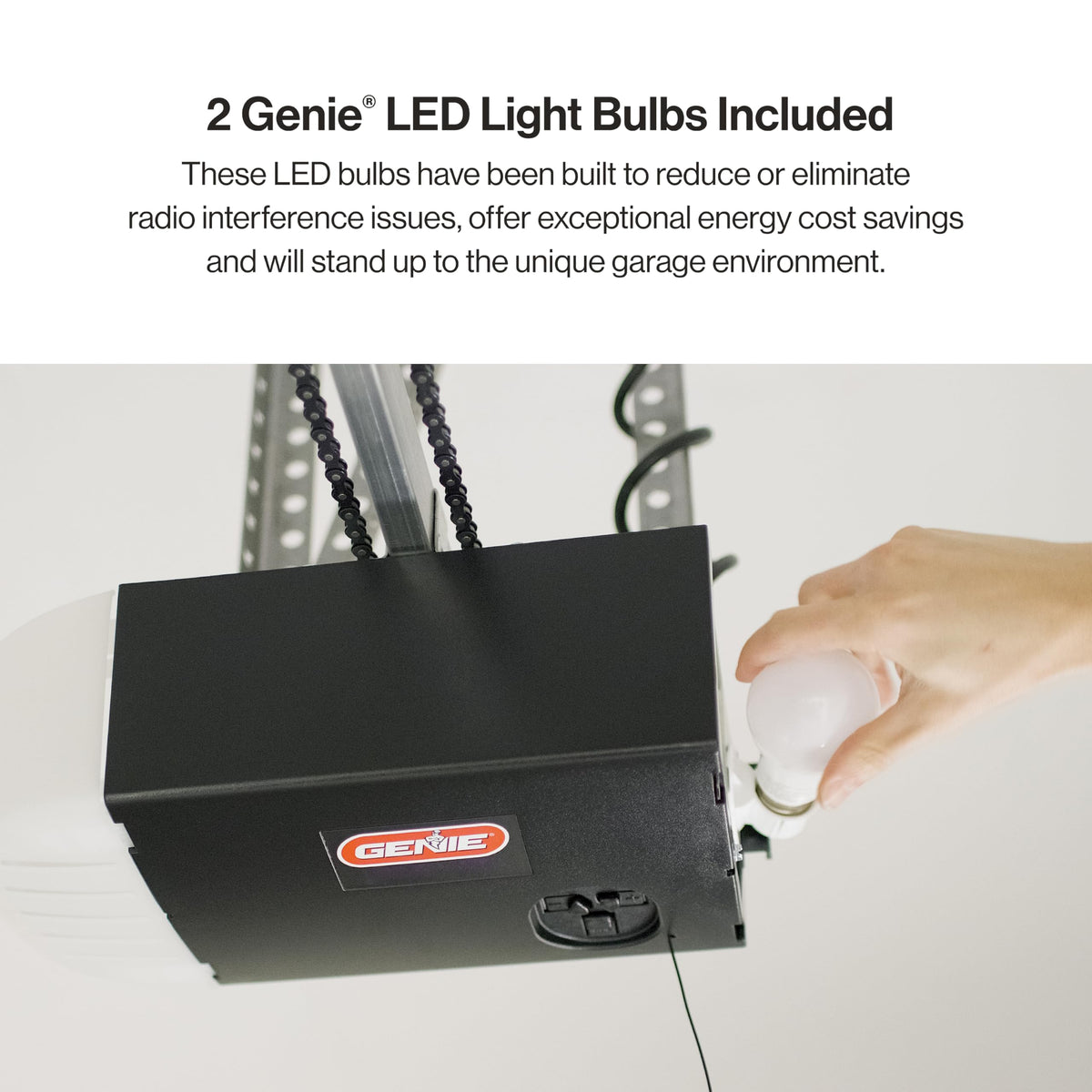 Genie Smart Garage Door Opener with WiFi - Chain Drive with LED Lighting - Works with Alexa, Google Assistant, SmartThings - Includes Remote, Sensors - Model Chain Glide Connect - Black