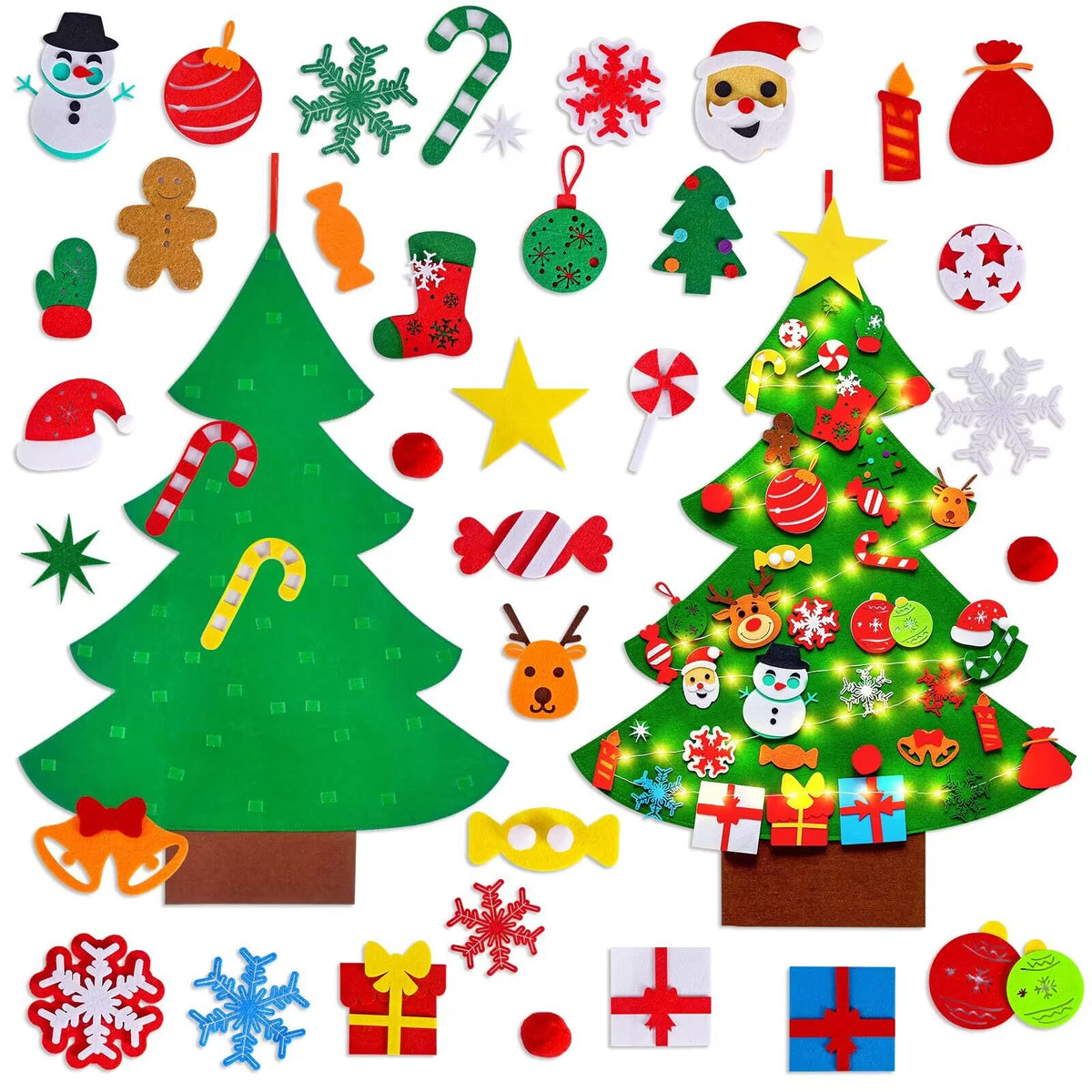Max Fun DIY Felt Christmas Tree for Toddlers with 49 Christmas Ornaments + Tic-Tac-Toe Games for Kids Wall Hanging Christmas Decorations Felt Craft Kits for Xmas Party Favors