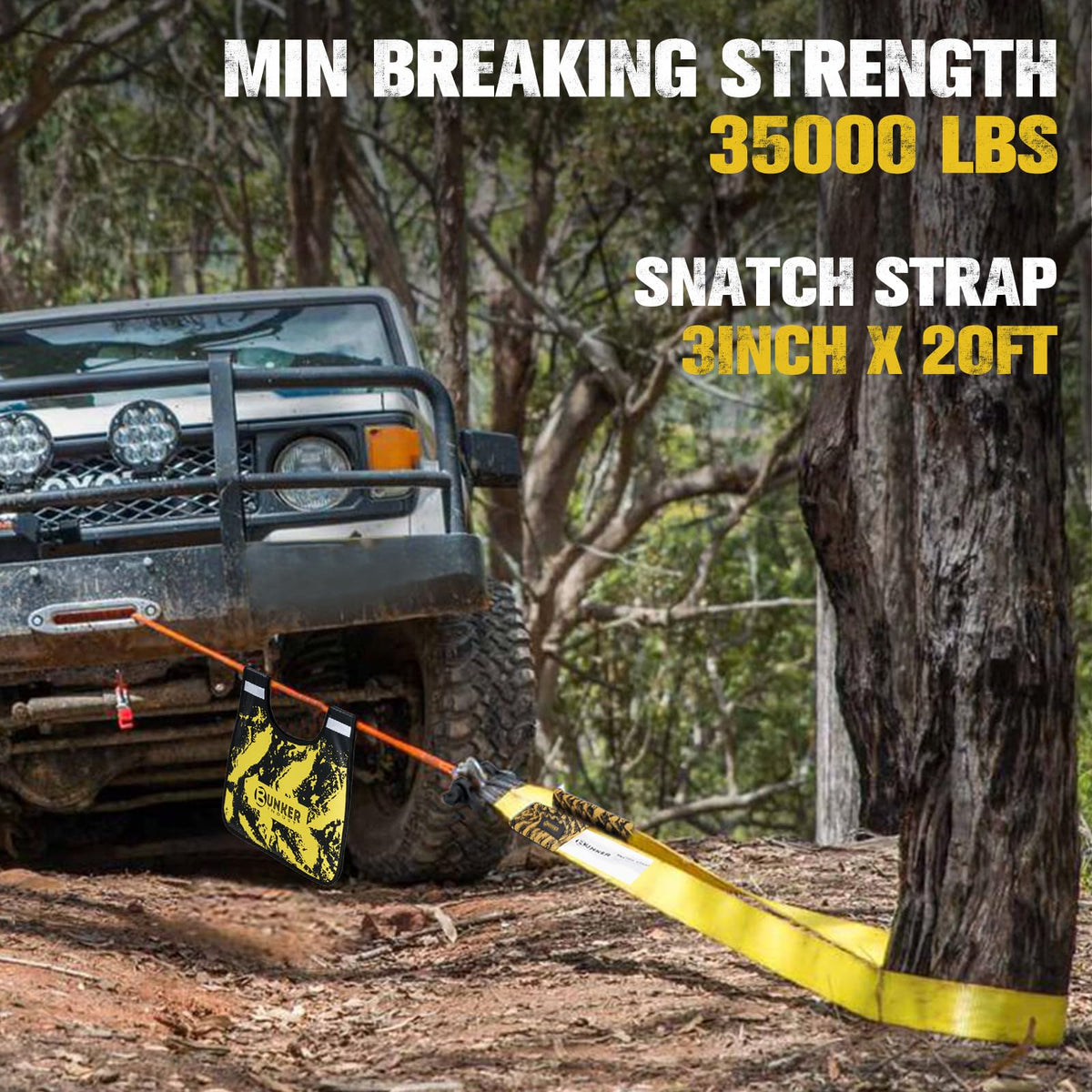 BUNKER INDUST Off-Road Traction Boards + 3" x 20ft Recovery Straps + Pair 3/4 D Ring Shackles + Bag 35,000 lbs Tree Saver Winch Strap