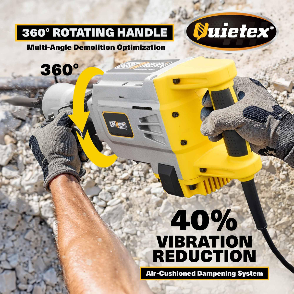 Demolition Jack Hammer Drill, MAX 3500W Jack Hammer Concrete Breaker 1900 BPM Heavy Duty Electric Jack Hammer, 60J Hammer Drill Chisel for Trenching and Breaking Holes