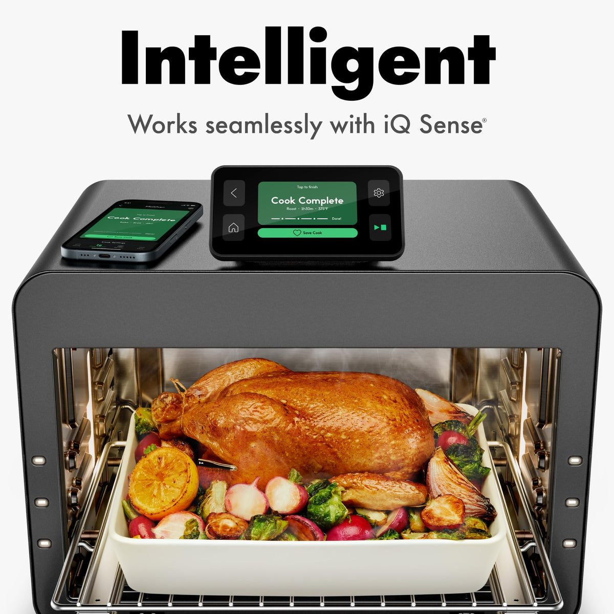 CHEF iQ MiniOven Smart Toaster Oven Air Fryer Combo, 11-in-1 Countertop Convection Oven, Bake, Broil, Air Fry, Broil, Dehydrate, 1750W, 25 Qt Capacity, Fast Cooking with Touchscreen Controls – Black