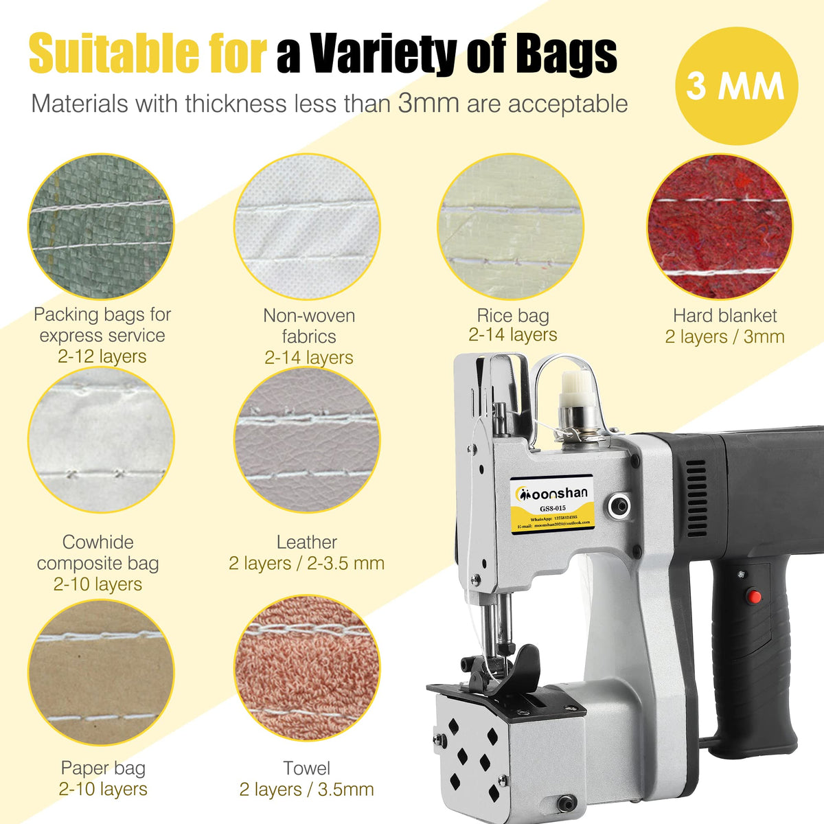 Prepare 10pcs Needles & 6 Spools of Thread for GS8-015 Bag Closing Machine