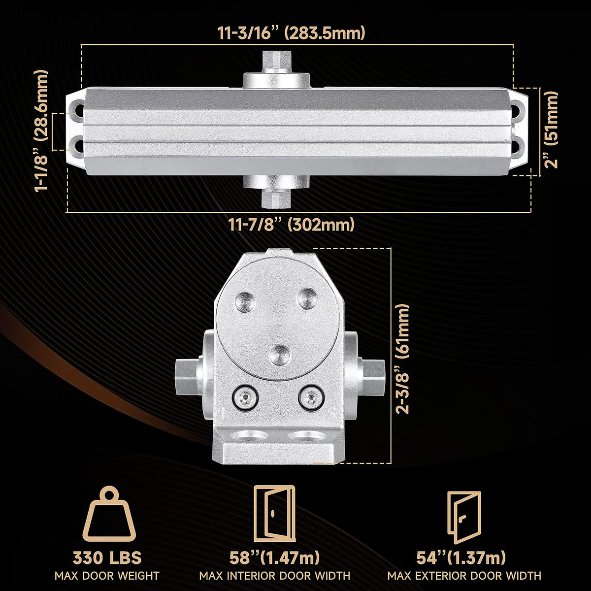 UL Grade 1 Commercial Adjustable Door Closer NEWBANG 9016BC