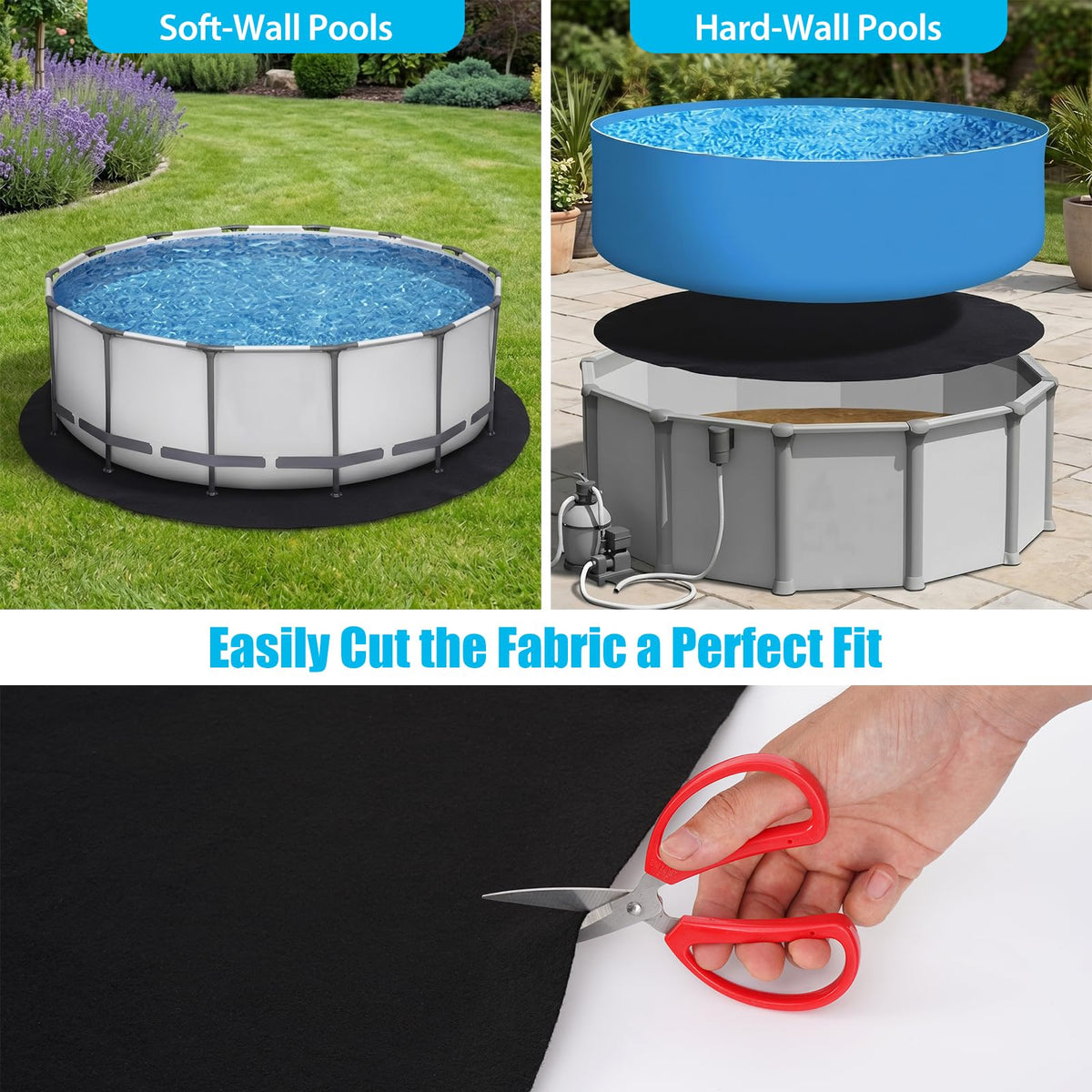 Winnergo 30 FT Round Pool Liner Pad for Above Ground Pools, Durable Pool Mat with Geotextile Material for Pool Bottom Strong Eco-Friendly Padding Under Pool Pad Protection,Prevents Punctures,Black