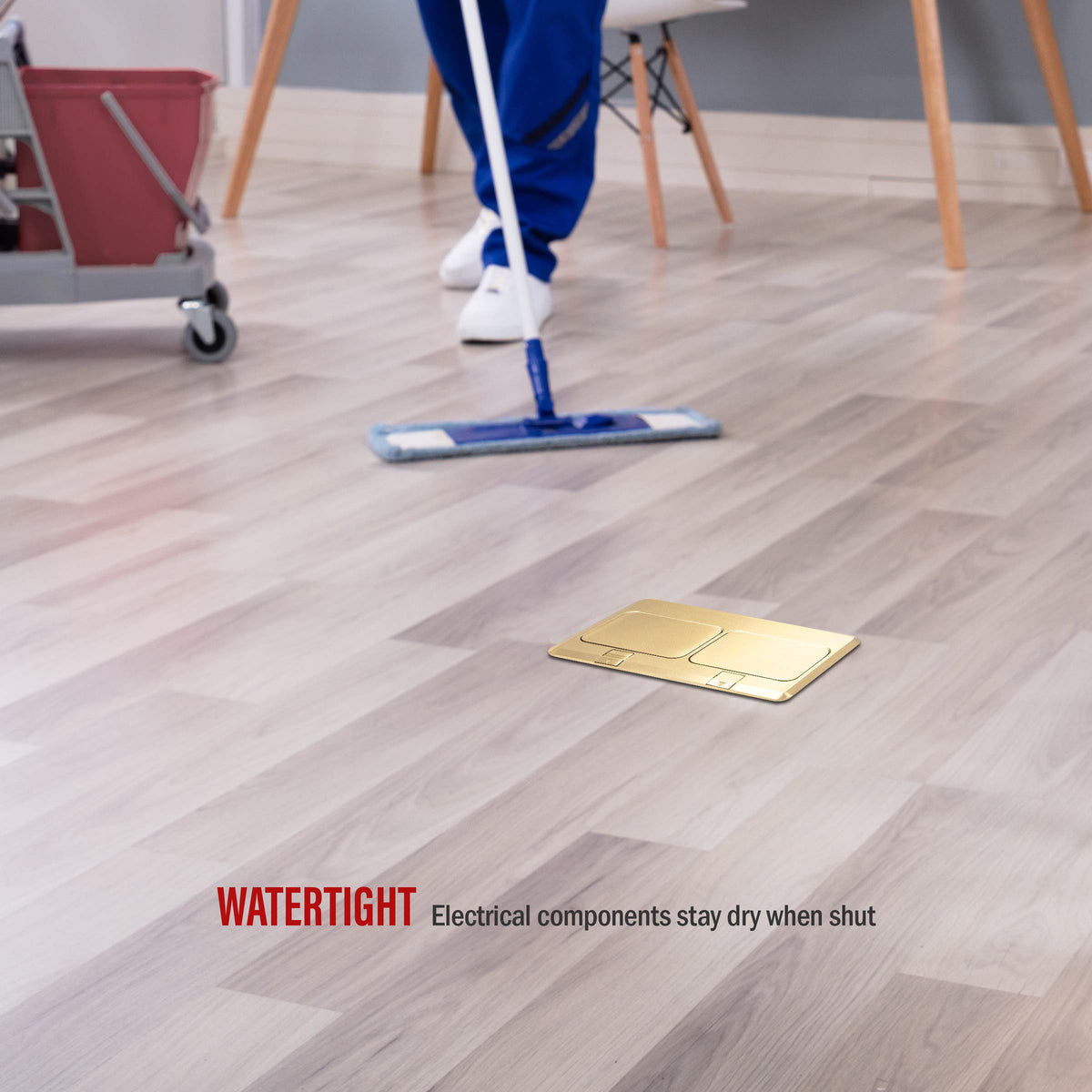 ENERLITES Dual Pop-Up Floor Box Kit, 8.68" X 4.75" Cover, 20A Tamper-Weather Resistant Receptacle Outlets, RJ45 Data Ports, Watertight Gasket, Corrosive Resistant Hardware, Brass (962301-C-D)