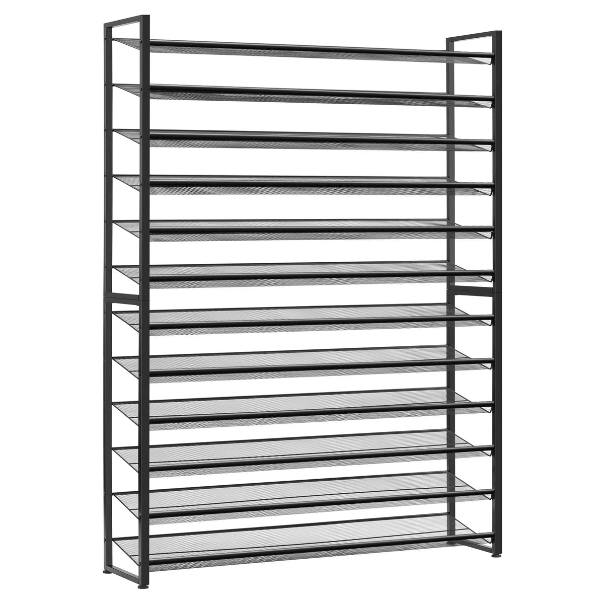 Nunsino Shoe Rack, Long Shoe Organizer,Max Holds 75 Pairs,12 Tier Metal Shoe Storage Shelf,6-Tier Stackable Shoes Organizer for Garage, Entryway,Black