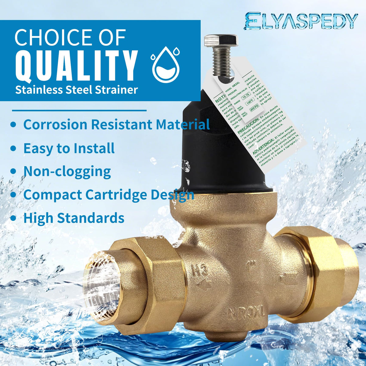 2026 Upgrade 1" Water Pressure Reducing Valve Replace for Zurn Wilkins 1-NR3XL 1" NR3XL Pressure Reducing Valve, Stainless Steel Strainer Screen, House Water Pressure Regulator with Teflon Tape