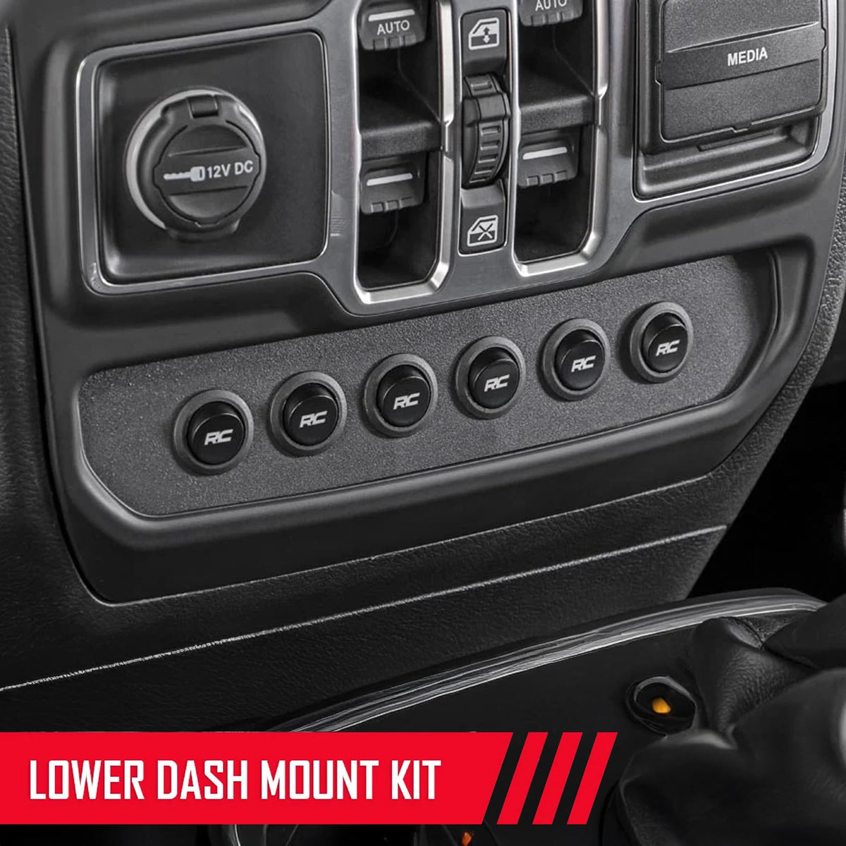 Rough Country 6 Gang Lower Dash Switch Panel & Relay System - MLC-6 Light & Accessory Controller for Jeep Wrangler JL/Gladiator JT (2018-2026)