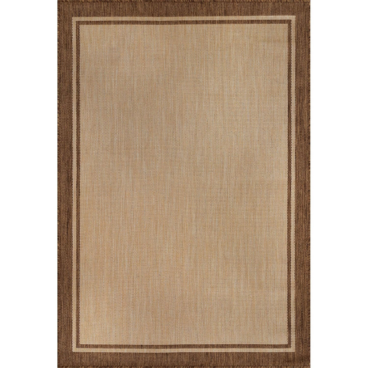 CAMILSON Outdoor Rug 8x10 Bordered Natural Brown Modern Area Rugs for Indoor and Outdoor Patios, Kitchen and Hallway Mats, Washable Porch Deck Outside Carpet (Border Jute, 8 x 10)