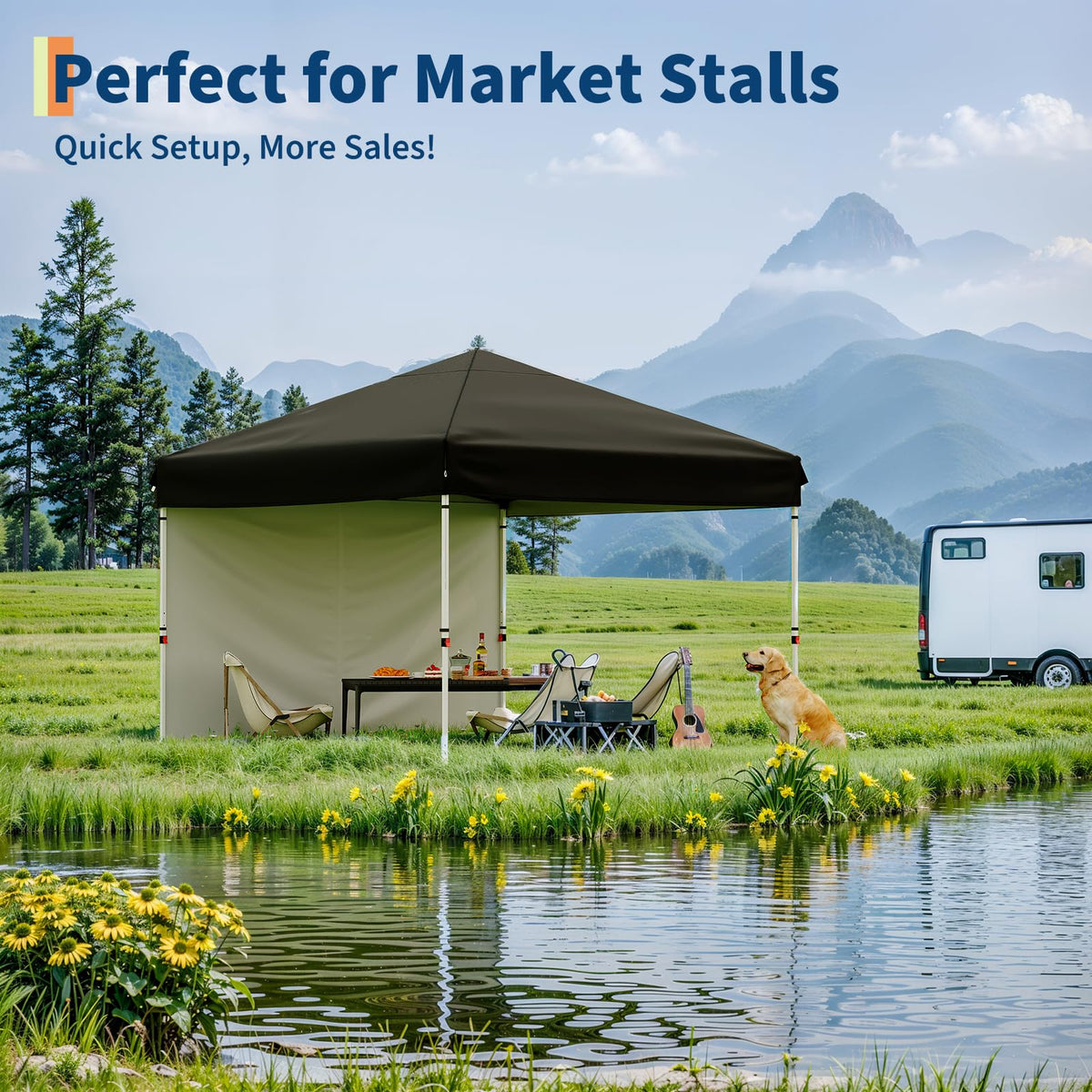 Garvee 10x10 Pop Up Canopy Tent with 4 Removable Sidewall, Heavy Duty Commercial Instant Shelter with One-Person Setup, UPF 50+ Waterproof, 100 Sq Ft Shade for Outdoor Events, Camping, Farmers Market