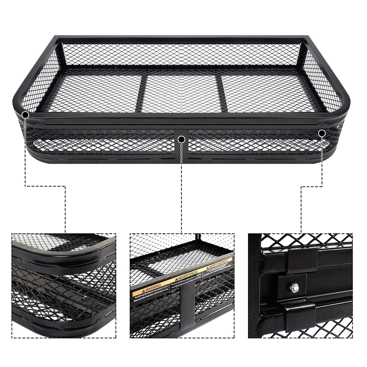 ORCISH Heavy Duty ATV Front Cargo Basket, 17" W x 36" L x 6" H Steel Mesh Rack with Mounting Kit, Universal ATV/UTV Storage Basket for Gear, Luggage, Camping, Hunting, and Outdoor Use