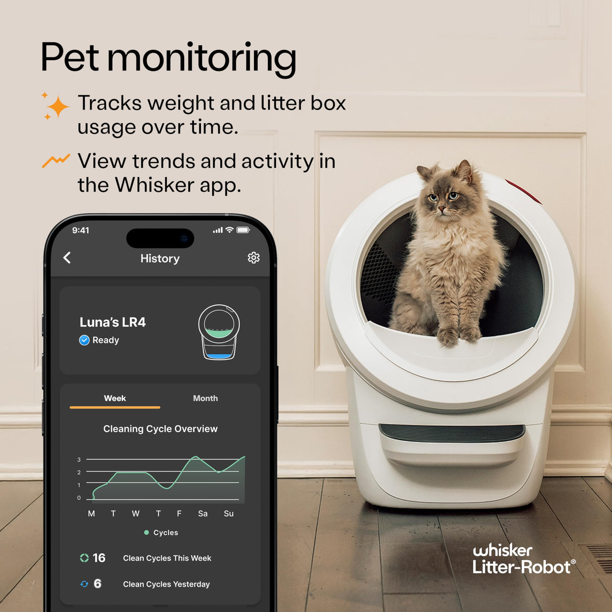 Whisker Litter-Robot 4 Supply Bundle, White - Automatic, Self-Cleaning Cat Litter Box, WiFi Enabled, Includes Litter-Robot 4, 3 OdorTrap Refills, 10 Liners, 30 Cleaner Wipes, & 2 Carbon Filters