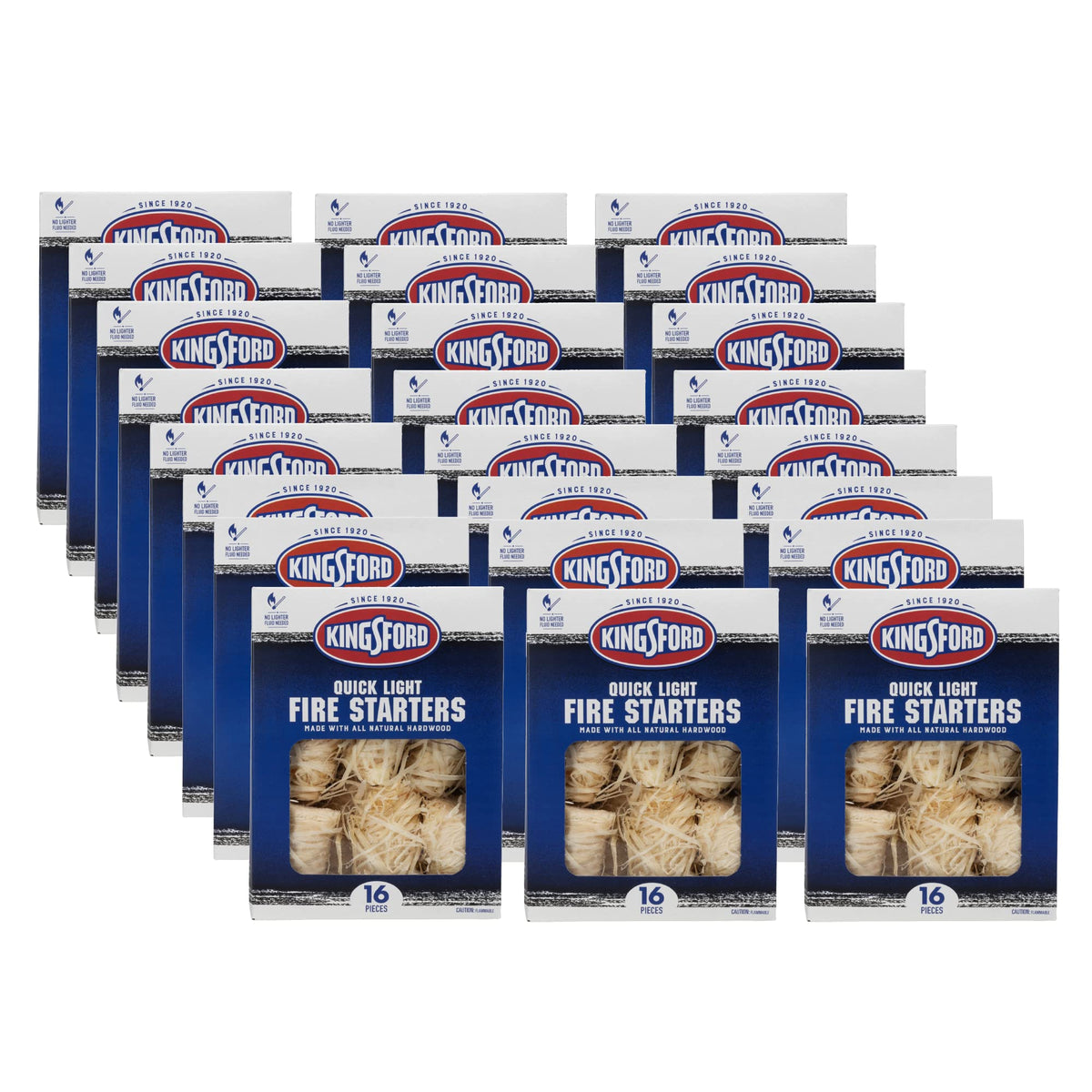 Kingsford Quick Light Fire Starter Rolls All Natural Hardwood Paraffin Water Resistant Easy Lighting Charcoal Pellet Grills Smokers Campfires 16 Count 24 Pack