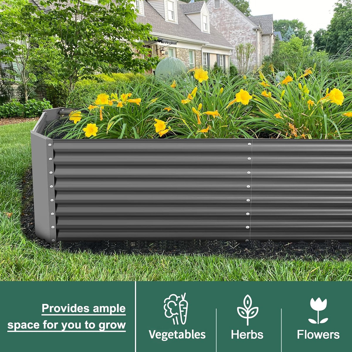 Land Guard 8×4×2 ft Galvanized Raised Garden Bed Kit, Galvanized Planter Raised Garden Boxes Outdoor, Large Metal Raised Garden Beds for Vegetables(Grey)…