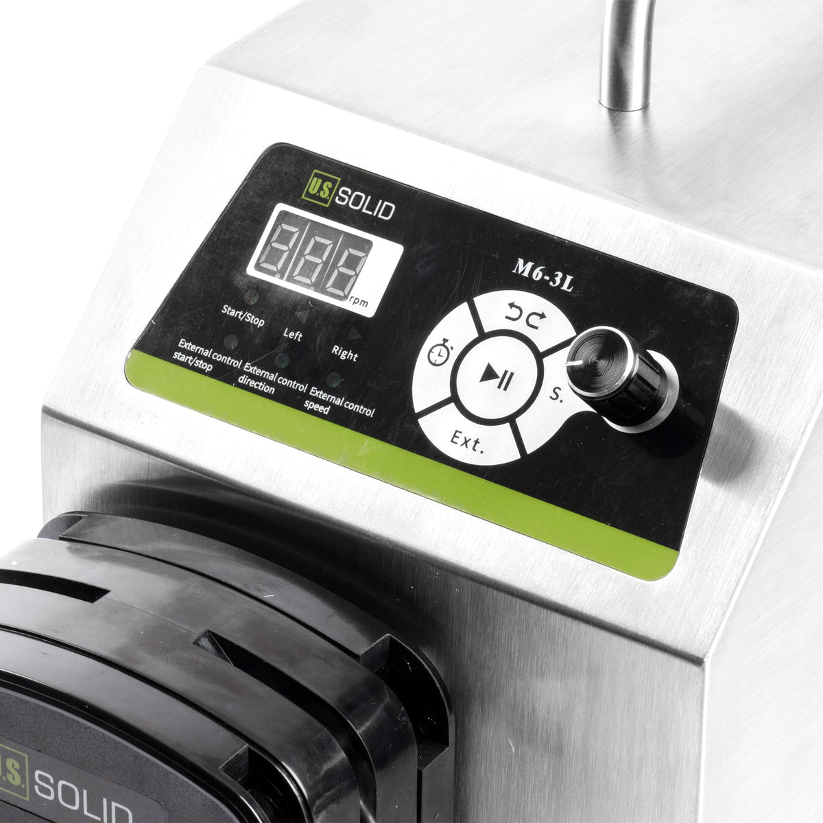 U.S. Solid Industrial Peristaltic Pump, 1-Channel 0.211-3600 mL/min, 0.1-600 RPM, RS232 Control, Servo Motor Dosing Pump with SS Housing, Includes 15# 24# 35# 36# Silicone Tubing & Connectors