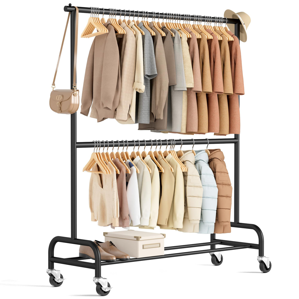 MISSLO Heavy Duty Clothes Rack and Rolling Clothes Racks for Hanging Clothes