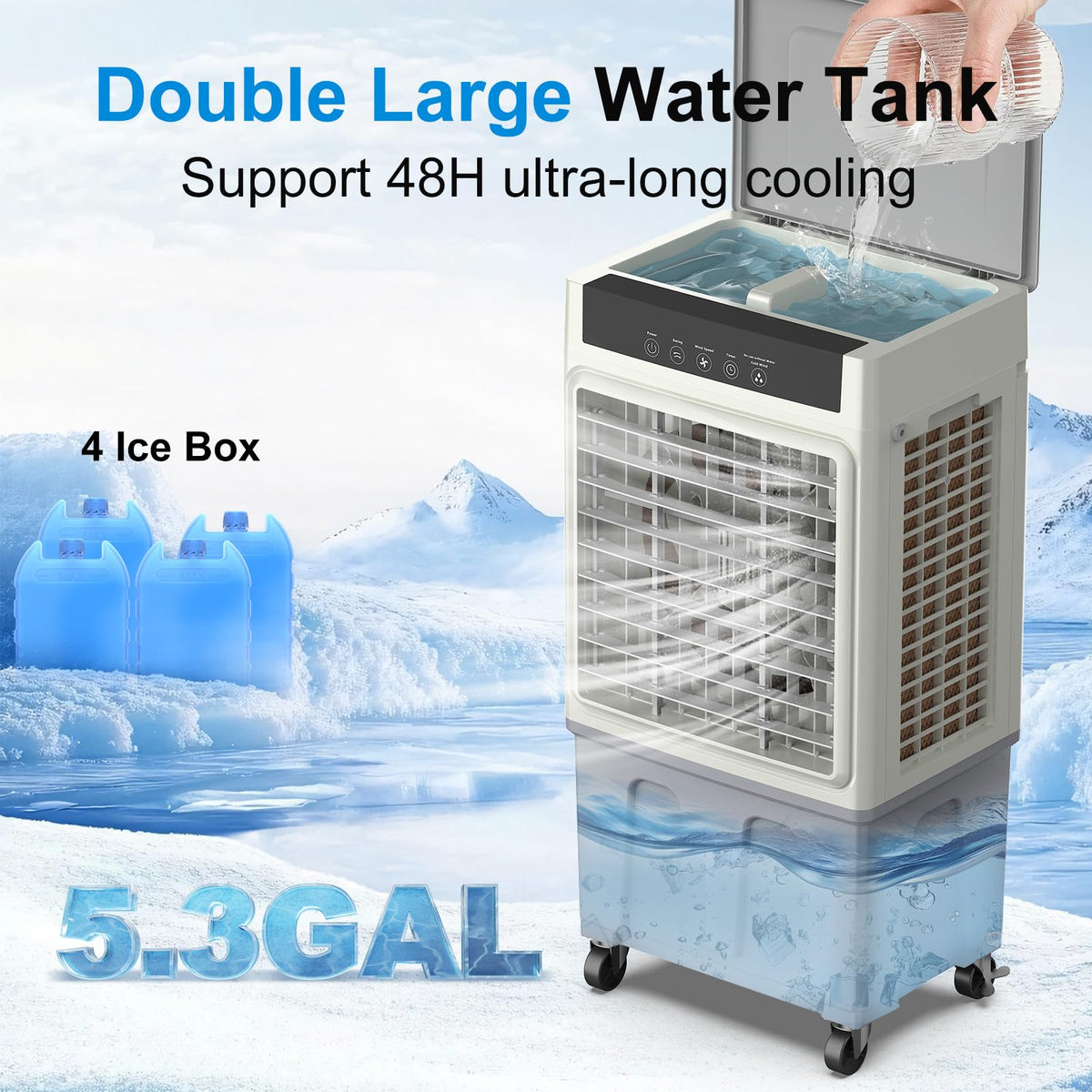 Slkdrft Portable Air Conditioner, 3 in 1 Evaporative Swamp Air Cooler,