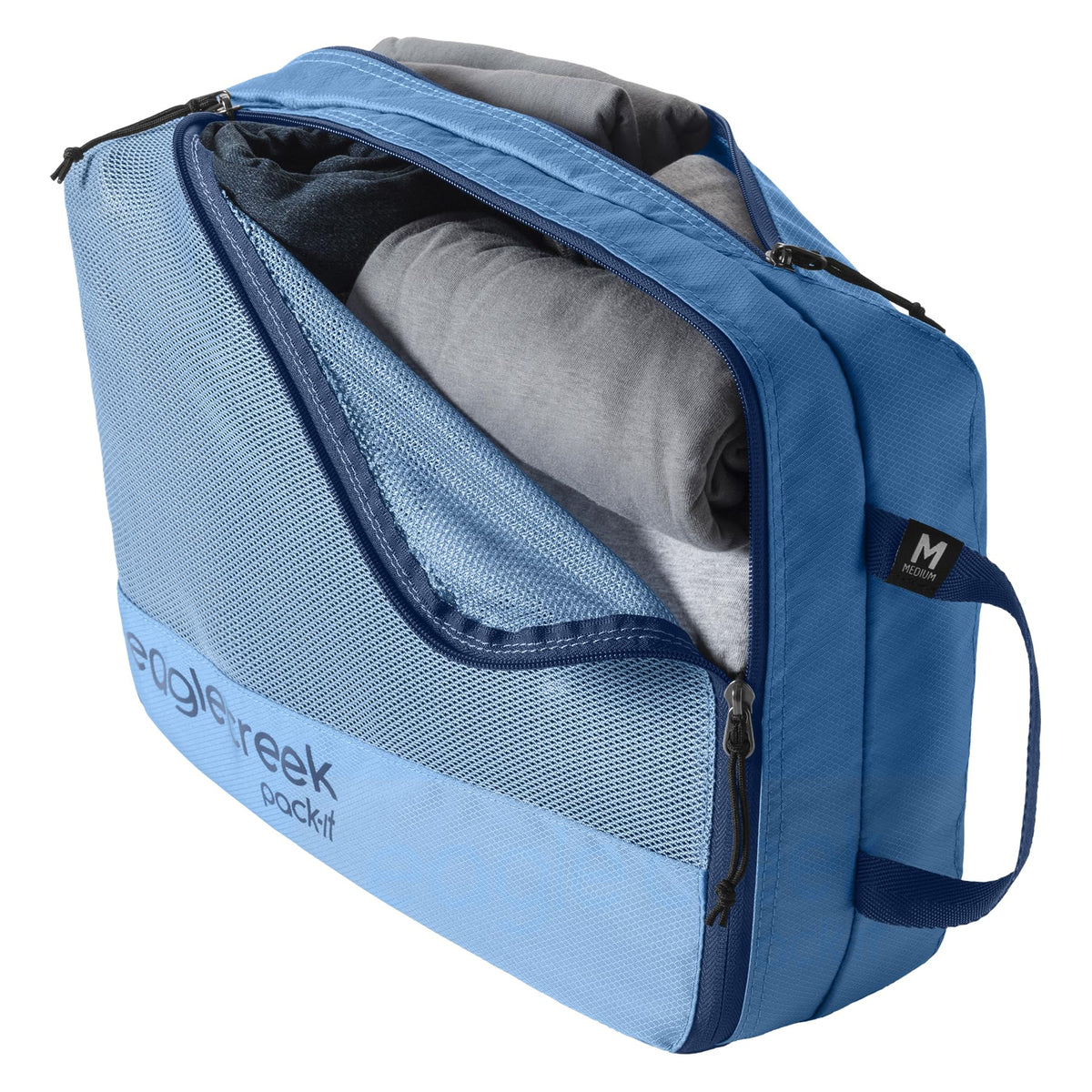 Eagle Creek Pack-It Reveal Carry-On Set - Compression Cube S (2x) & M (1x) & Clean/Dirty Cube M - Angled Zipper Stackable Carry-On Packing Tubes - Travel Essentials - Blue Dawn