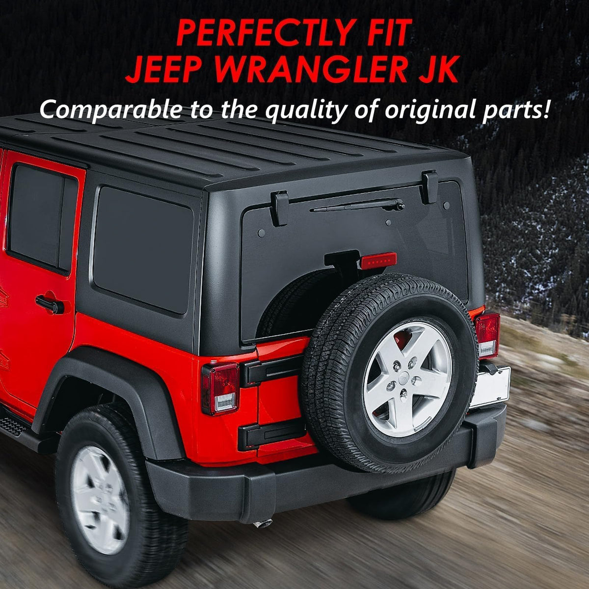 DKMGHT Spare Tire Holder Mounting Bracket Tire Carrier for Jeep Wrangler JK 07-18 with 3rd Third Brake Light Accessories 55397217AJ 68048581AA Aluminum Alloy Carrier Bracket(Red Lens)