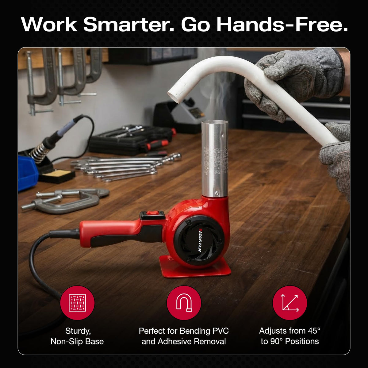 Master Appliance HG-301D Industrial Heat Gun, Quick Change Plug-In Heating Element, 800° F, 120V, 1440W, 12 Amps, Engineered In USA
