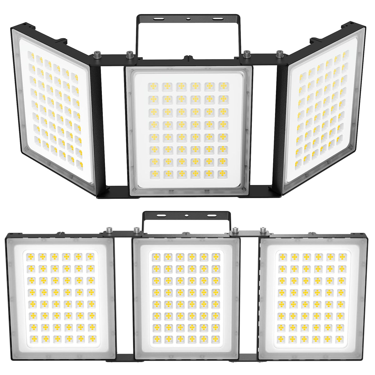 SOLLA 600W LED Flood Light Outdoor, 60000LM Super Bright Stadium Light, IP66 Waterproof 6000K Daylight, 3 Heads Adjustable Outdoor Floodlights for Backyard, Parking Lot,Stadium, Field(2 Pack)