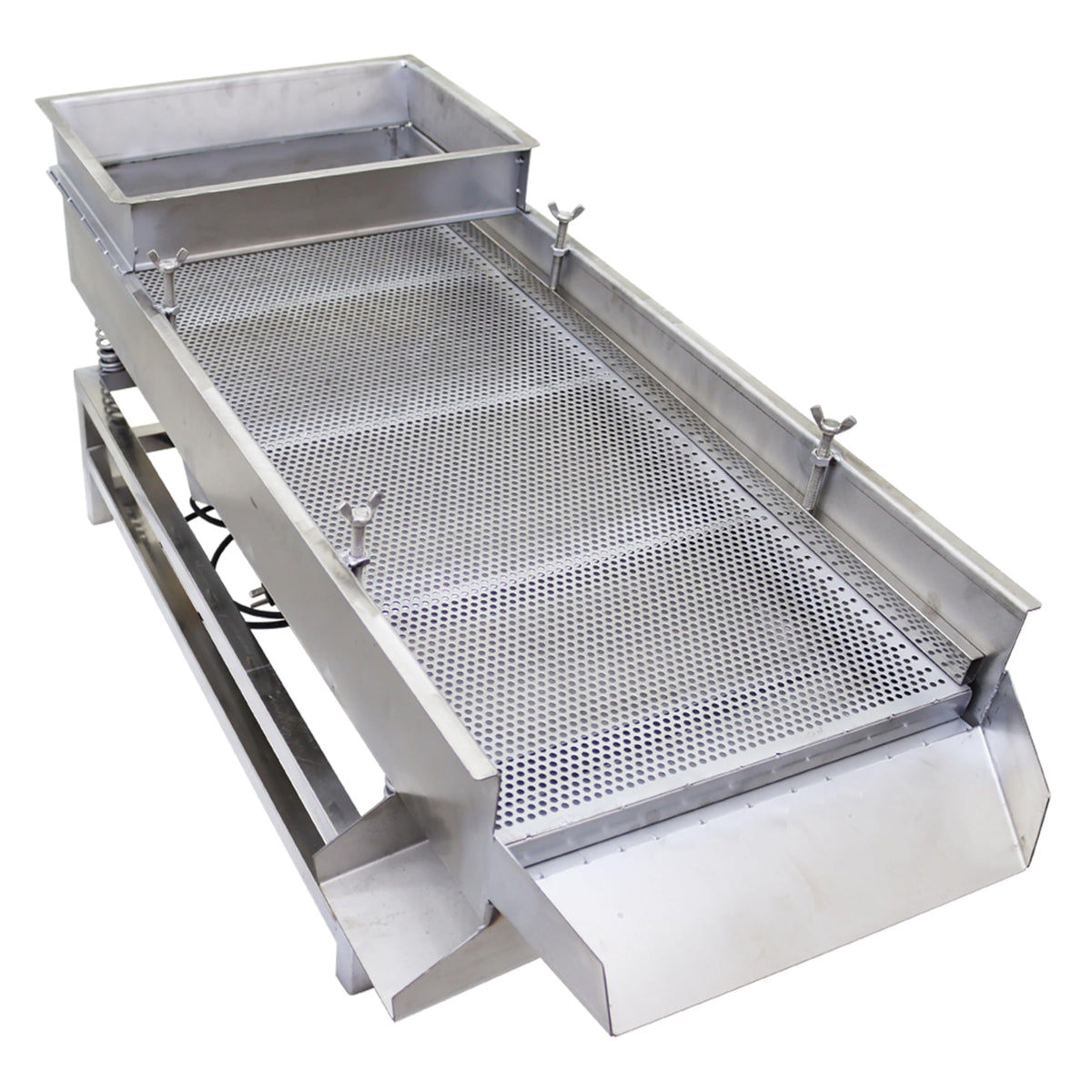 TECHTONGDA Straight Vibrating Sieve Screen Shaker Electric Linear Sifter Machine Stainless Steel One Layer Two Motor 4mm Screen Size 15.7×37.4inch 110V