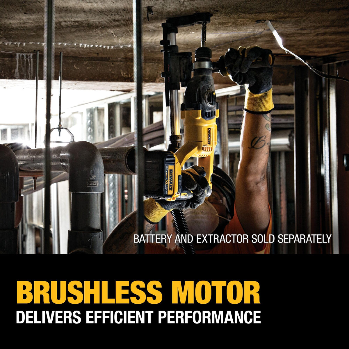 DEWALT 20V MAX SDS Plus 1 Inch Cordless Rotary Hammer with D-Handle, Bare Tool Only (DCH133B)