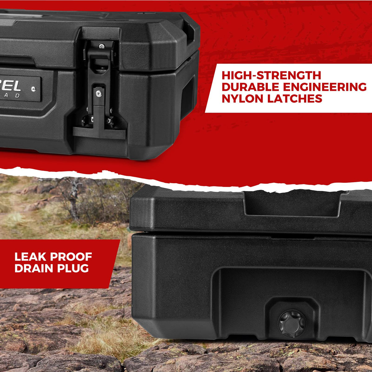 RUGCEL 98QT Waterproof Dry Storage Box - Heavy Duty Off-Road Case for Overland Trips, Car Camping, Roof Rack