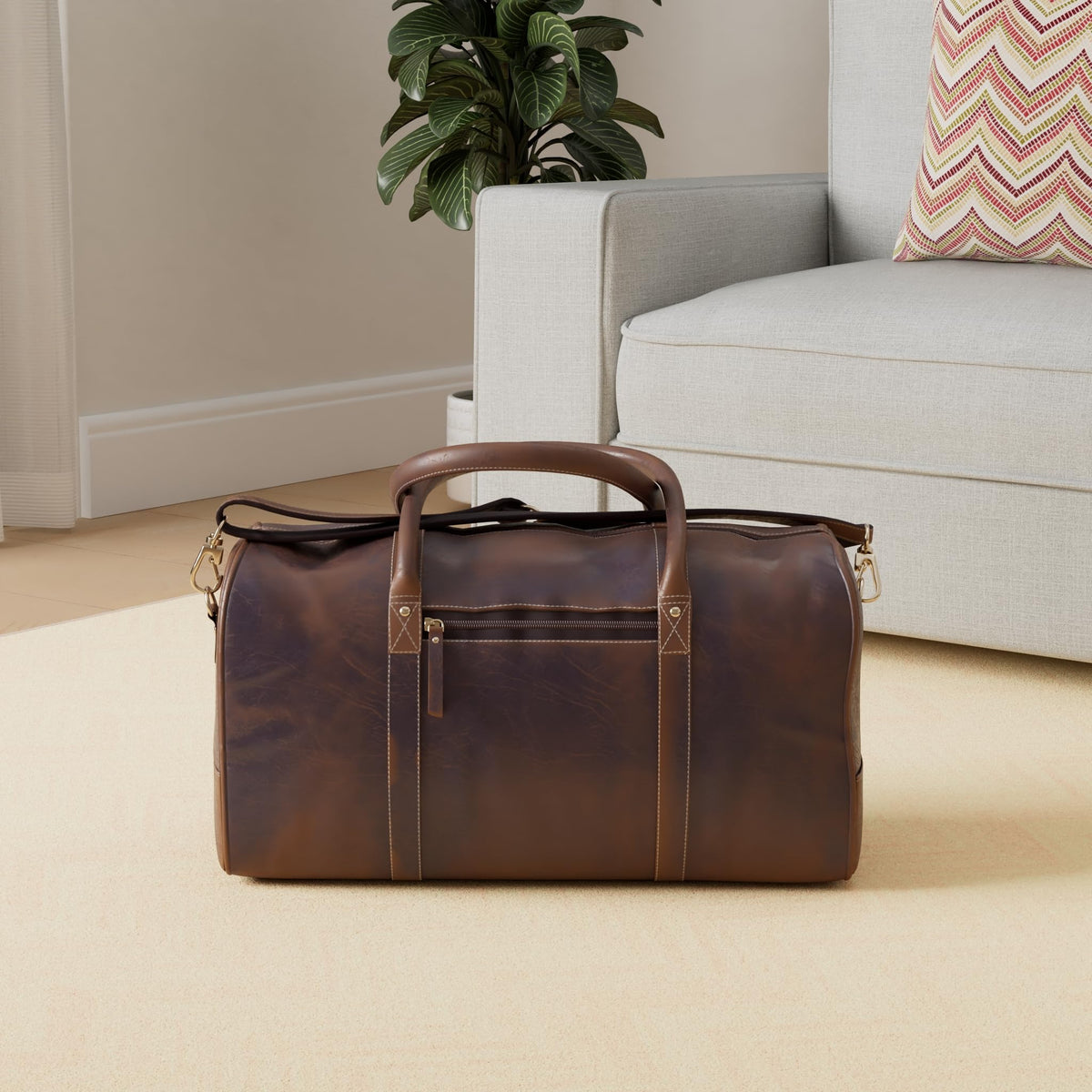 KomalC 24 Inch Leather Duffle Bags for Men and Women Travel Overnight Weekend Bag Sports Gym Duffel for Men