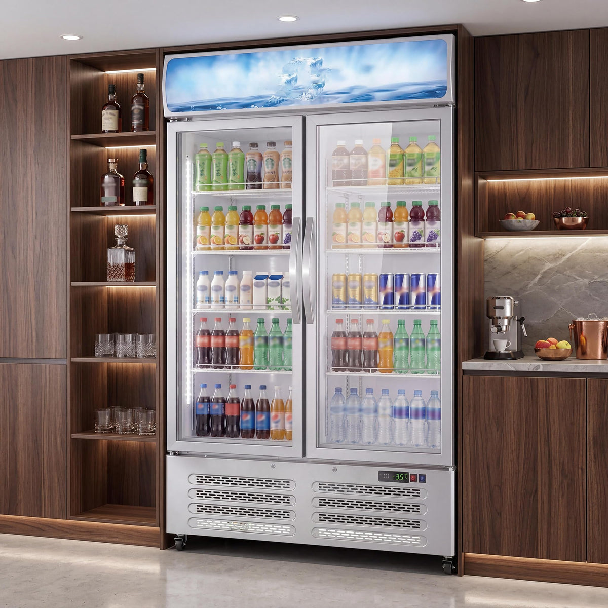IDEALHOUSE Commercial Refrigerators, 26.8 Cu.Ft Beverage Cooler, Commercial Fridge with Glass Door Display, LED Light Adjustable Shelves Drink Cooler for Restaurant Grocery Store Home, White