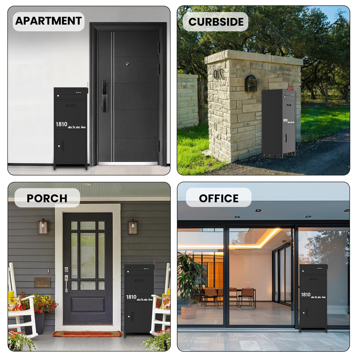 Package Delivery Boxes for Outside, Lockable & Waterproof Parcel Drop Box for Porch, Anti-Theft Mailbox with Custom Address Stickers,Assembly(14.5 * 17.5 * 43 in)