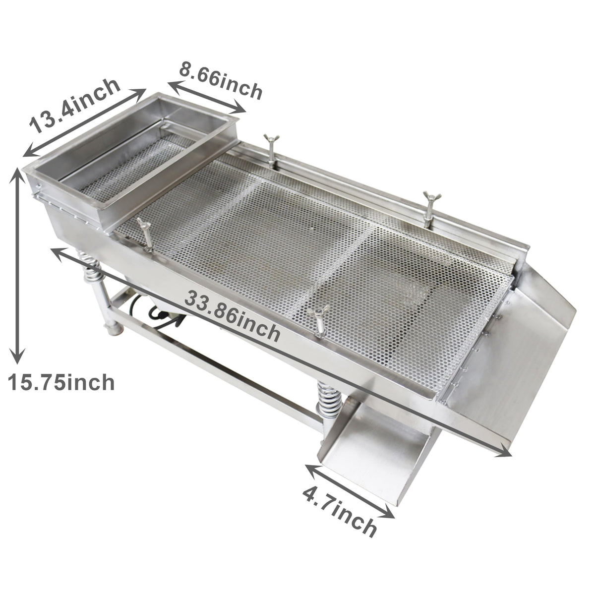 TECHTONGDA Straight Vibrating Sieve Screen Shaker Electric Linear Sifter Machine Stainless Steel One Layer One Motor 4mm Screen Size 11.8×29.5inch 110V