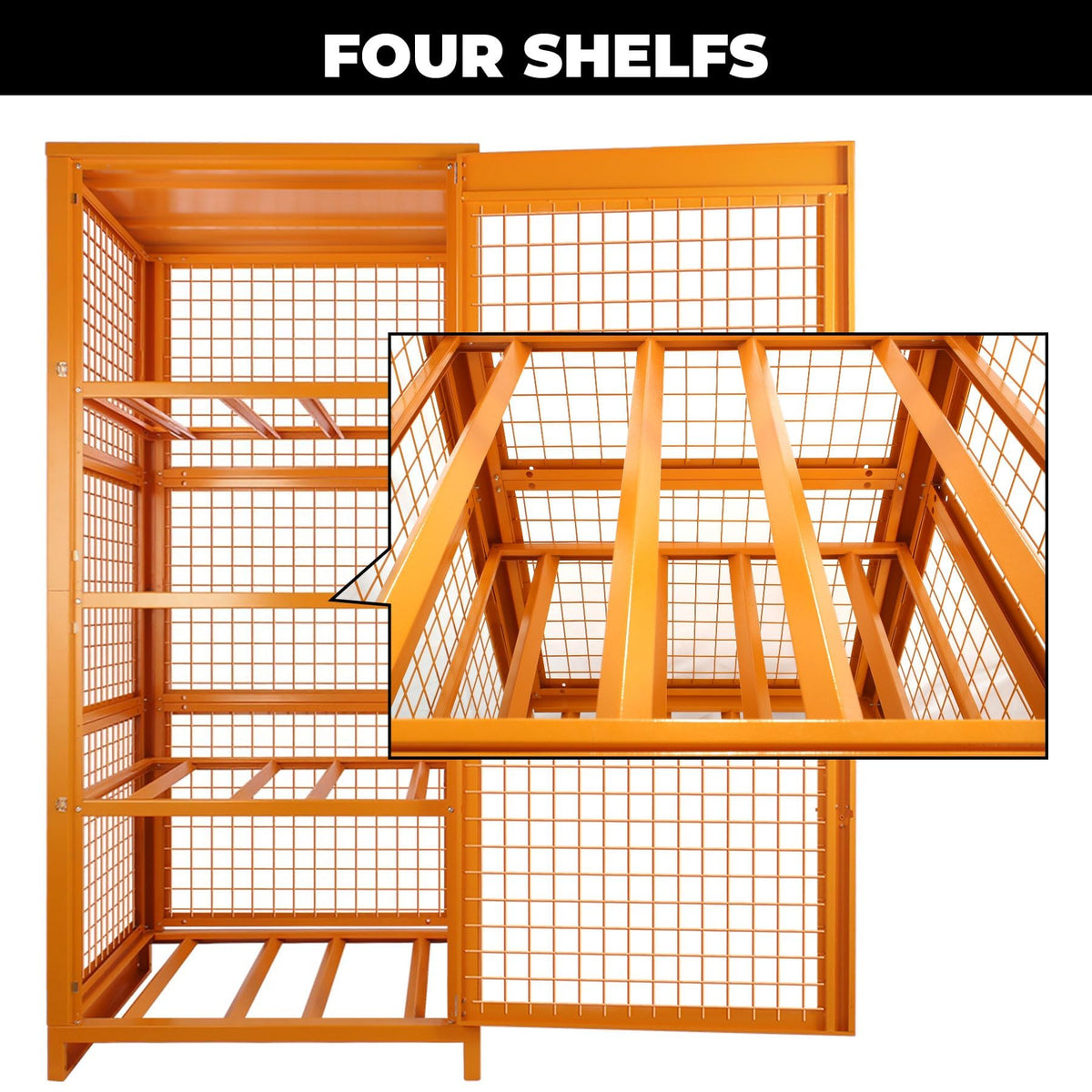 Sidasu Propane Tank Storage Cage for 8 Cylinders-31.5"x30"x67", Lockable Outdoor Storage Box with Split Doors, Heavy Duty Cylinder Storage Cabinet, Yellow Powder Coated,Fits 3,5,11,20,30,33lb Tanks