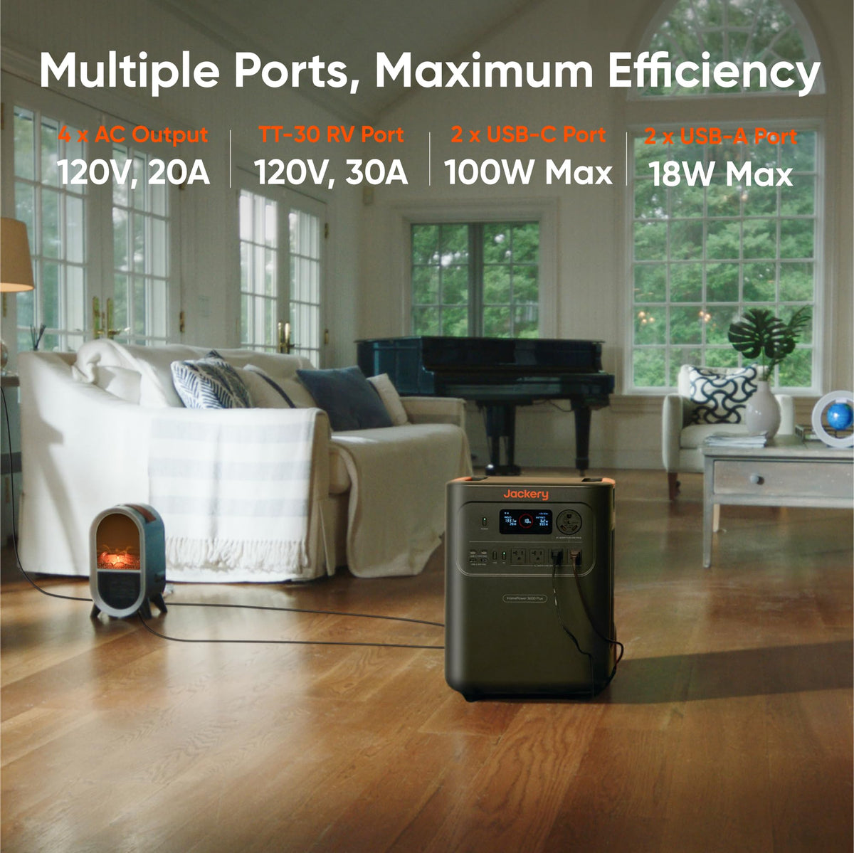 Jackery HomePower 3600 Plus Portable Power Station with Extra Battery, 3600W AC Output, 7168Wh LFP Solar Generator, Expandable up to 21kWh, Essential Home Backup for Home Use, Emergencies