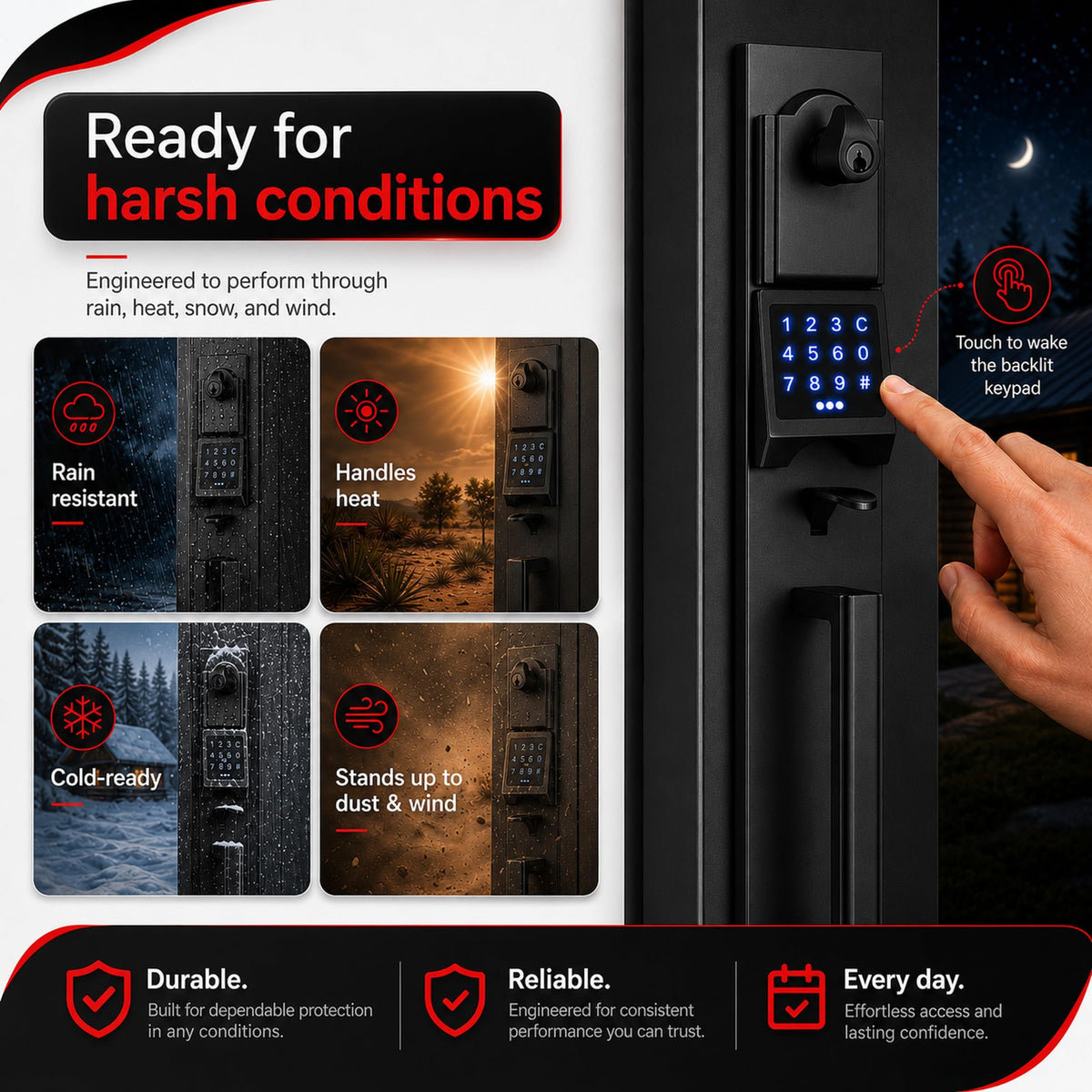 NEWBANG Digital Front Door Handleset with Keypad for Double Doors in Black Finish- Electronic Lockset with Dummy Set