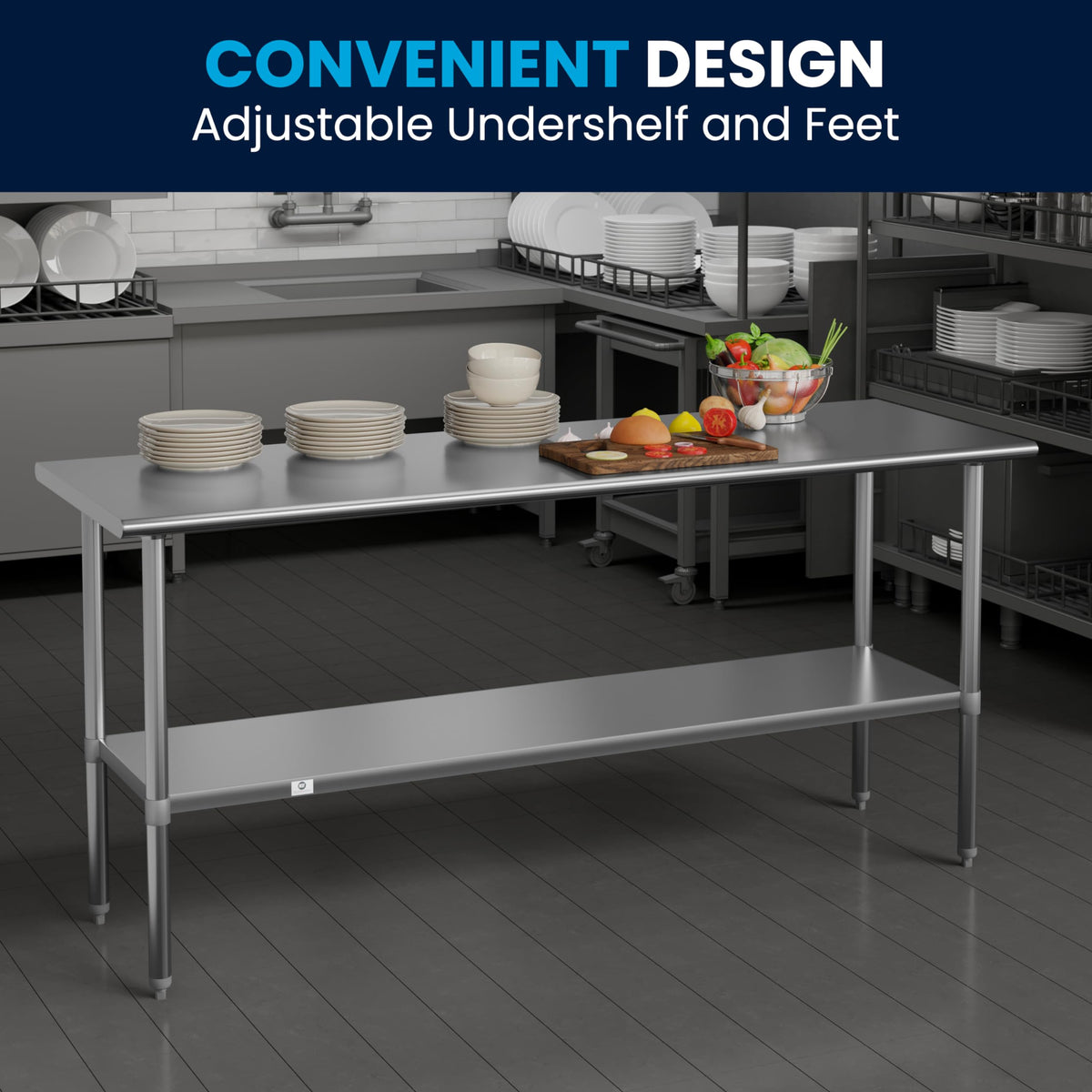 Flash Furniture Reader NSF Certified Stainless Steel Kitchen Prep and Work Table, Commercial Work Table with Undershelf Storage, Silver