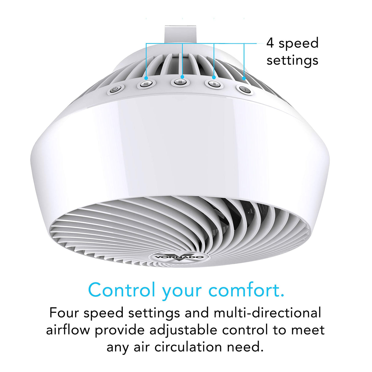Vornado 660 Large Whole Room Air Circulator Fan with 4 Speeds and 90-Degree Tilt, 660-Large, White