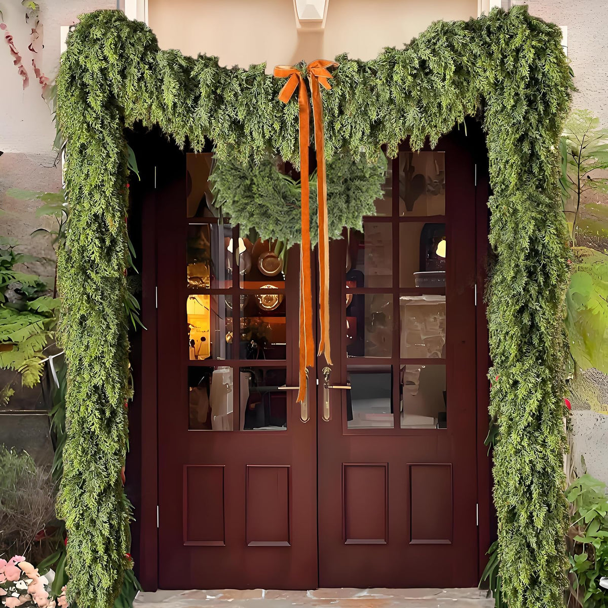 Christmas Garland, 9FT Real Touch Winter Pine Cedar Garlands for Indoor Home, Mantel, Staircase and Outdoor Decor - Perfect for Families Christmas Decorations (Christmas Cedar Garland, 9FT)