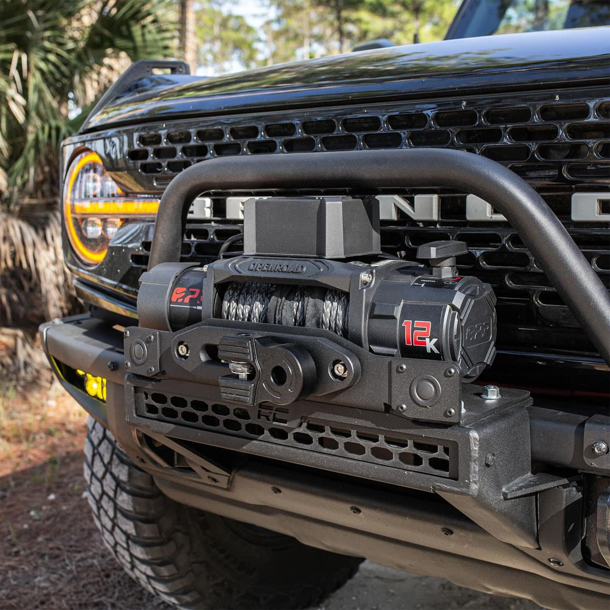 OPENROAD 12000 lbs Winch with Synthetic Rope and 2 Wireless Remotes -Panther Series 3S