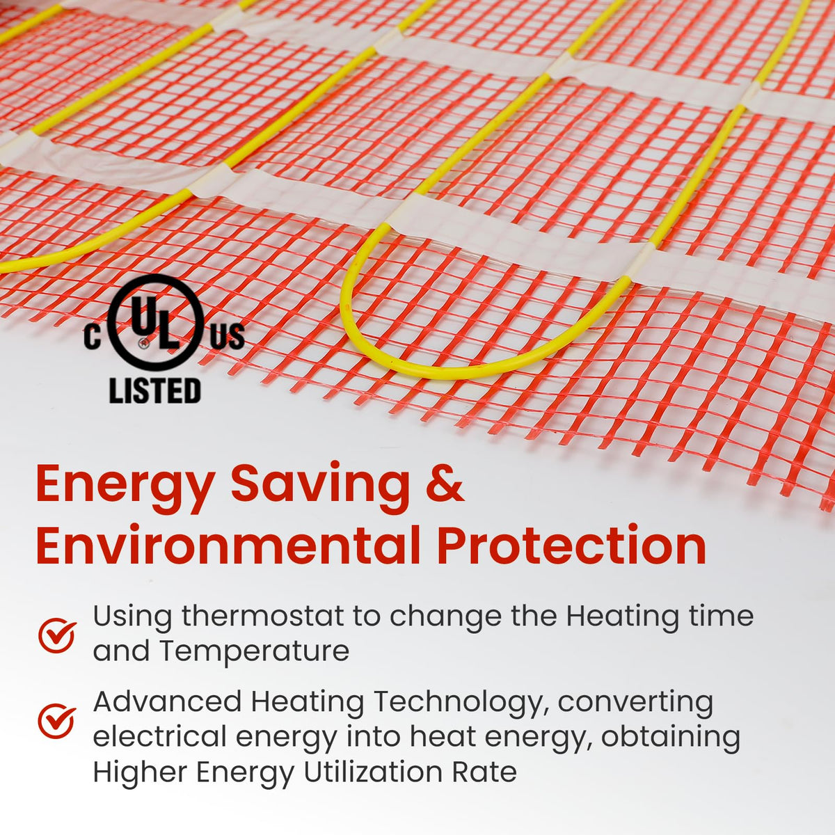 10 sqft HEATIT Warmmat Electric Radiant Self-Adhesive Floor Heat Heating System & ET-7A Thermostat & Alarm Monitor