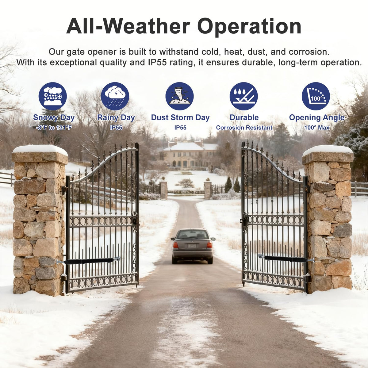 Automatic Gate Opener for Single Swing Gates up to 660lb 16ft, Heavy Duty Electric Opener Kit for Driveway Home Garden, Long-Range Remote Controls Included - Model C025-340