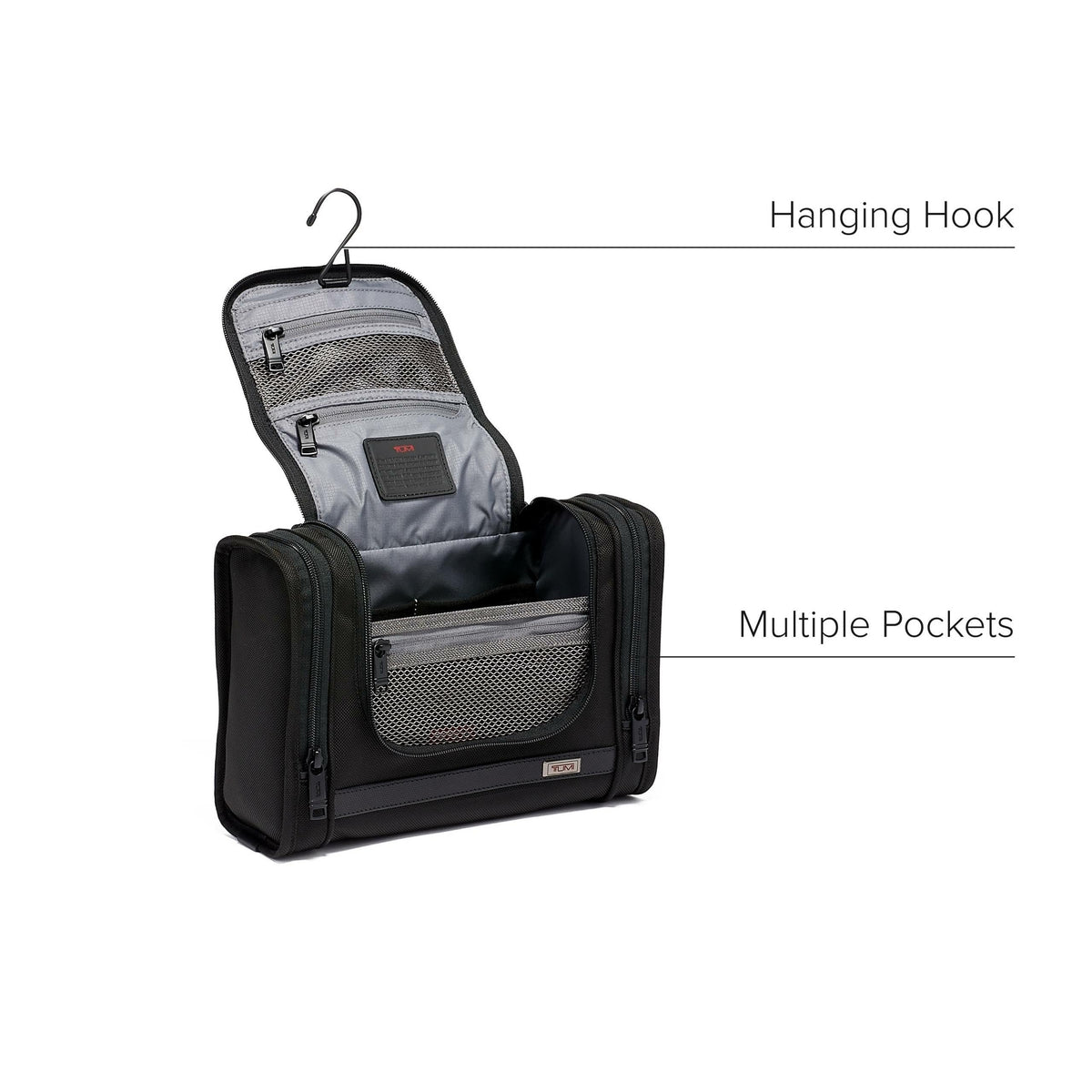 TUMI - Alpha Hanging Travel Kit - Toiletries and Cosmetics Organizer - Travel Essentials Bag with Hooks & Pockets - Black