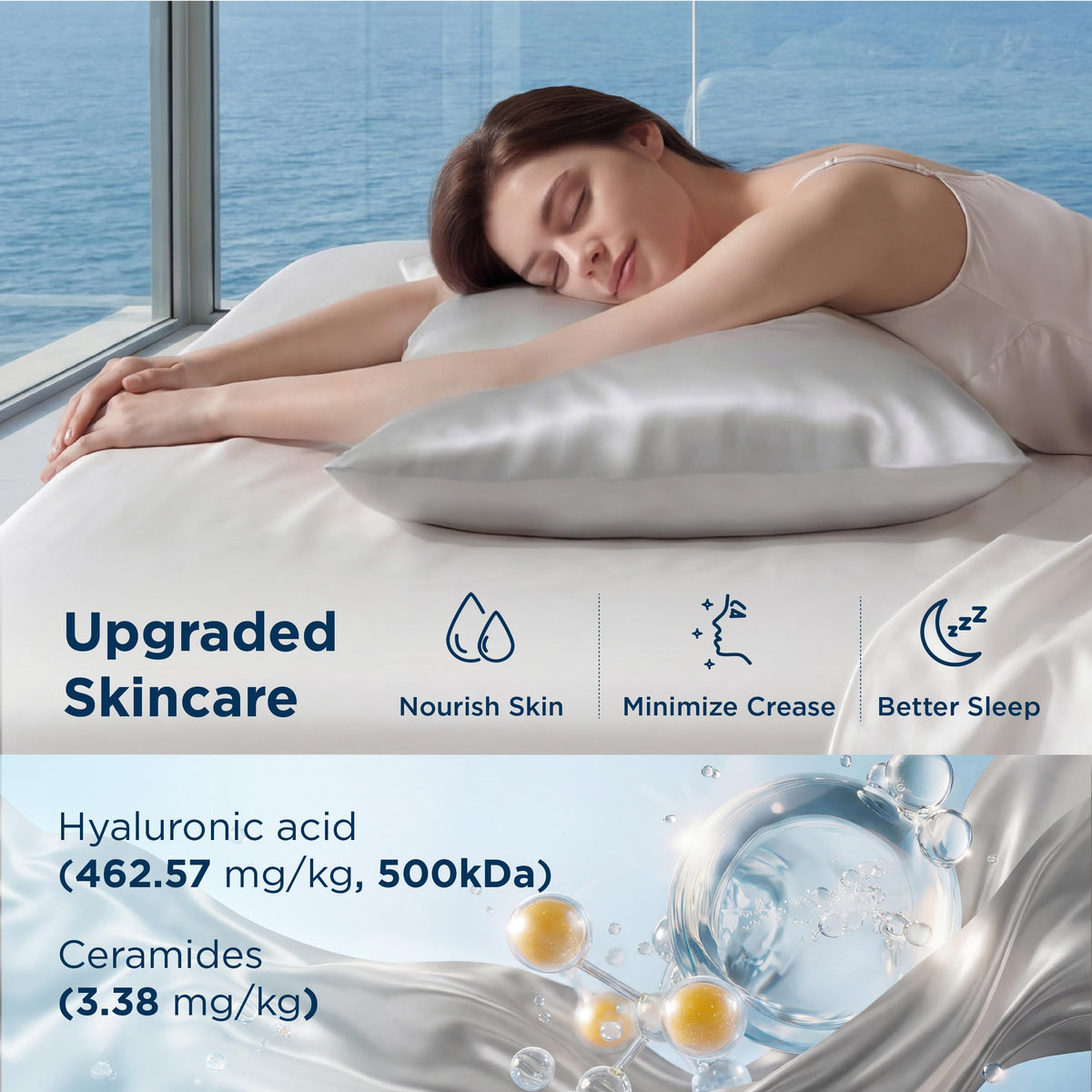 Bedsure Cooling Comforter Bundle Cooling Pillow Cases for Hot Sleepers with Dual-Sided Cool Tech, 2 Pack HA & Ceramides Infused Silky Cooling Pillowcases Soft for Skin & Hair, Grey, Twin & Standard