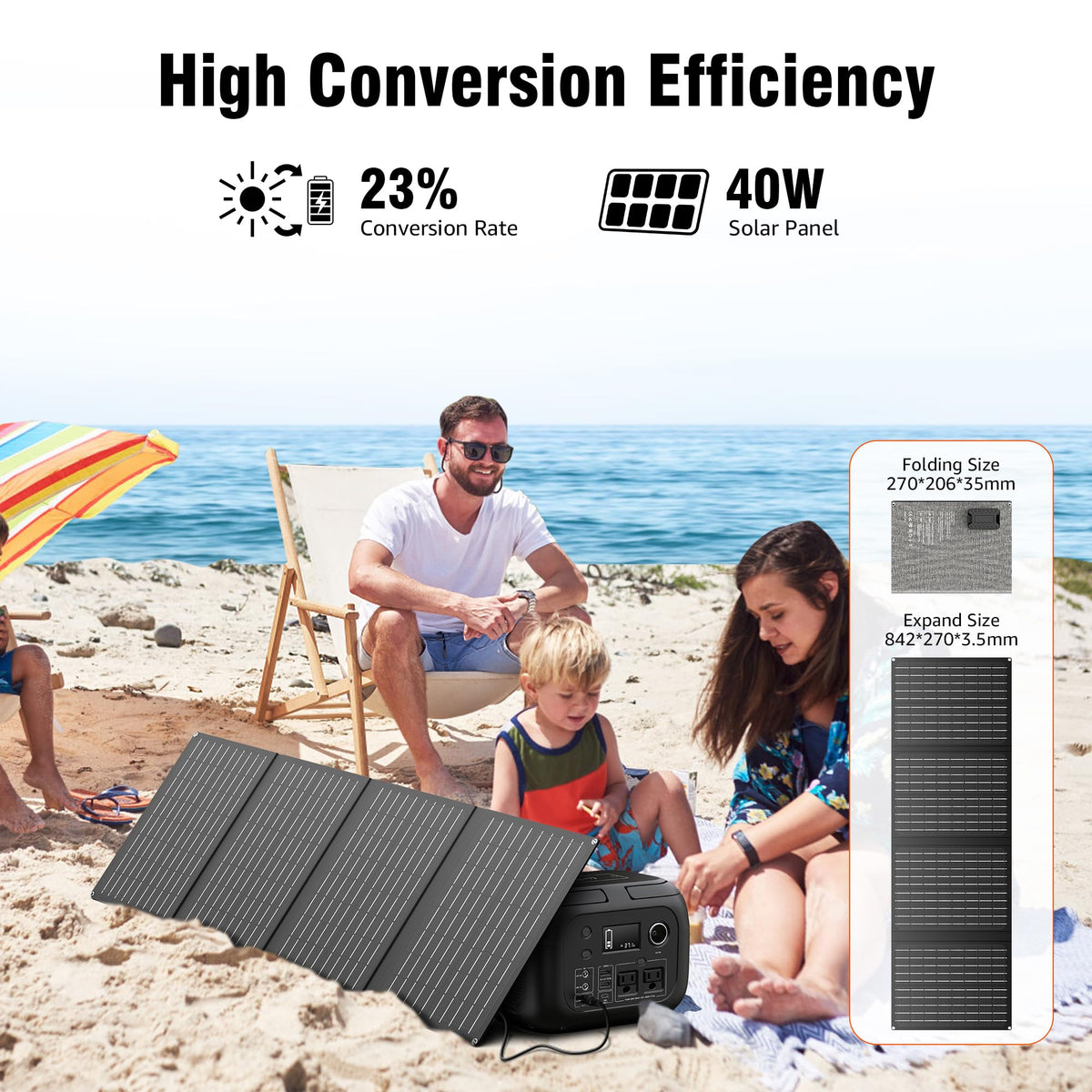 SinKeu Solar Powered Generator 300W Peak/70400mAh, 260Wh Portable Power Station with Panels 40W Included, Solar Generator with AC Outlet 110V for Home Use, Camping, Outdoor, Power Backup