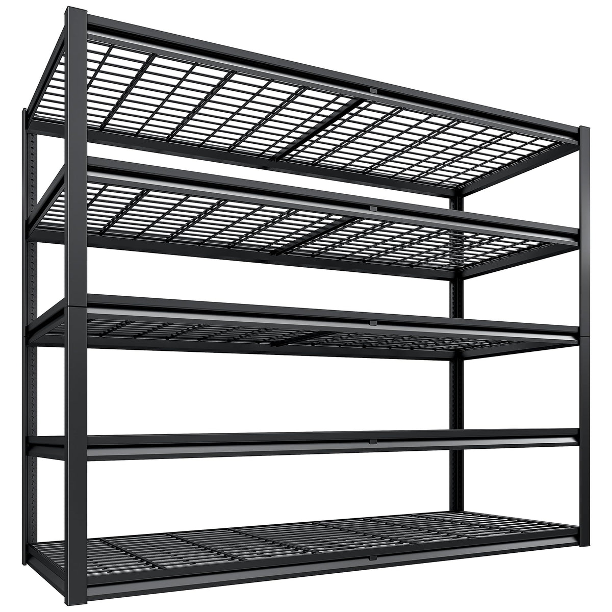 55.2"W Heavy Duty Garage Shelving Units, 3000LBS Commercial Metal Wire Shelves,26" Extra Deep Organizer Precision-Sized for Two Rows of 27-Gallon Storage Bins,Floor-to-Ceiling Steel Rack,Anti-Tip Kit