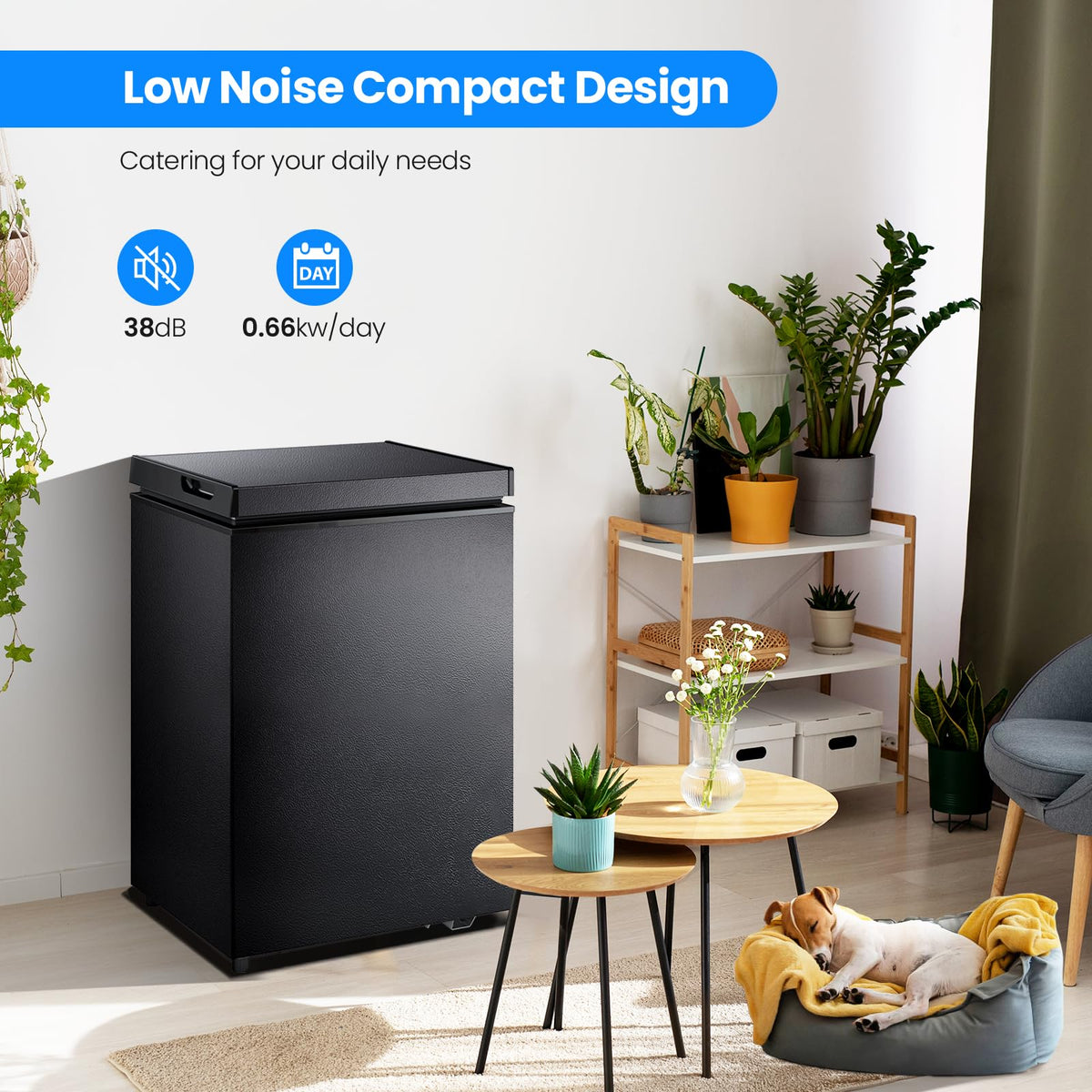 Kismile 2.8 Cubic Feet Chest Freezer with 2 Removable Basket Free Standing Top Open Door Compact Freezer with Adjustable Temperature for Home/Kitchen/Office/Bar