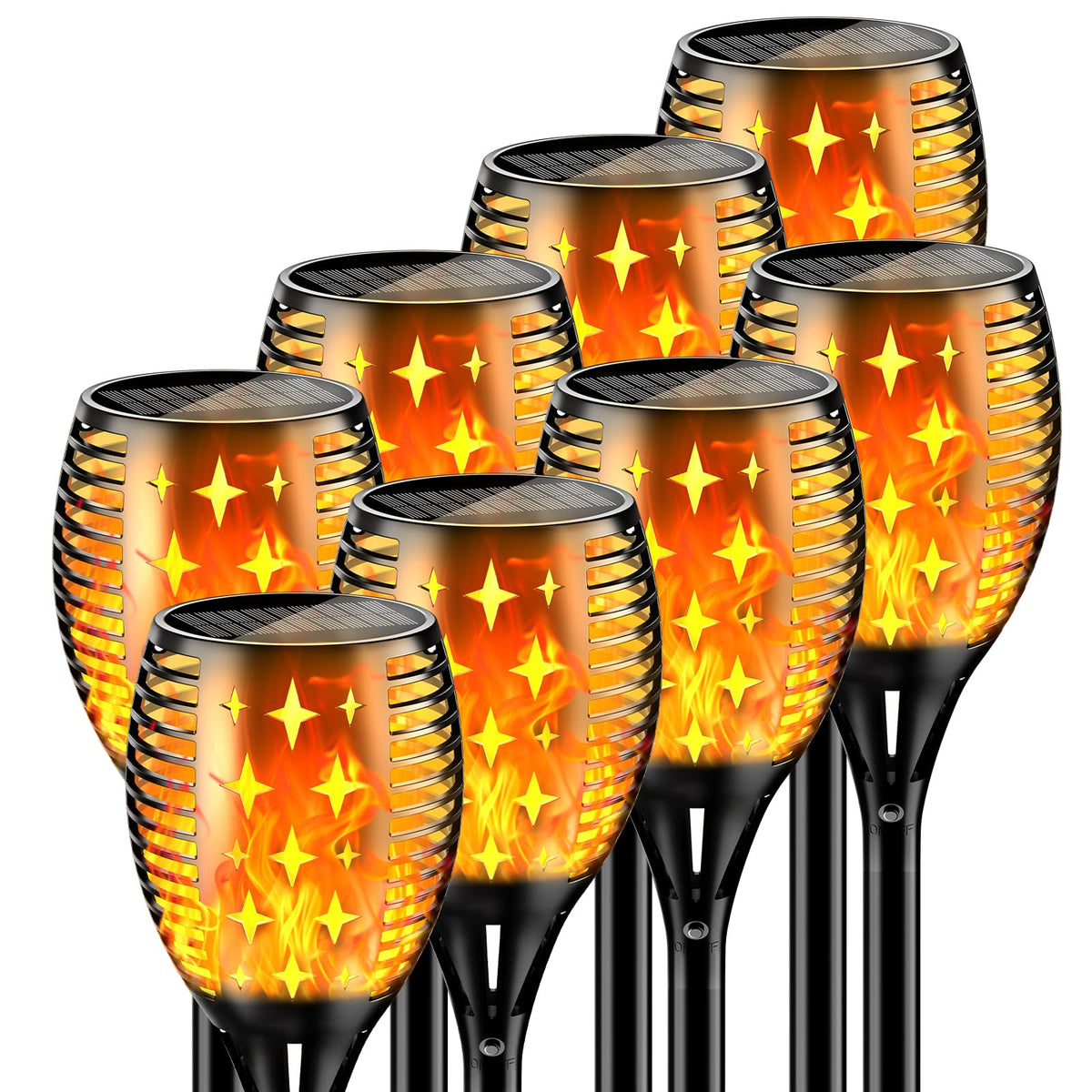 YoungPower Solar Outdoor Torch Lights Flickering Flame, 43" Outdoor Path Lights Waterproof Torch for Garden Yard Patio, 8 Pack