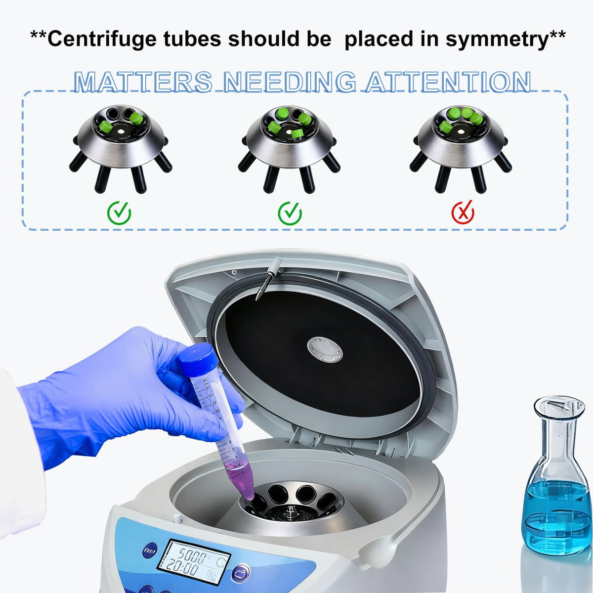 Vision Scientific VS-TC-SPINPLUS-8 Digital Bench-top Centrifuge | 500-5000rpm (Max. 3074xg) | LCD Display | Includes 15ML X 8 Rotor