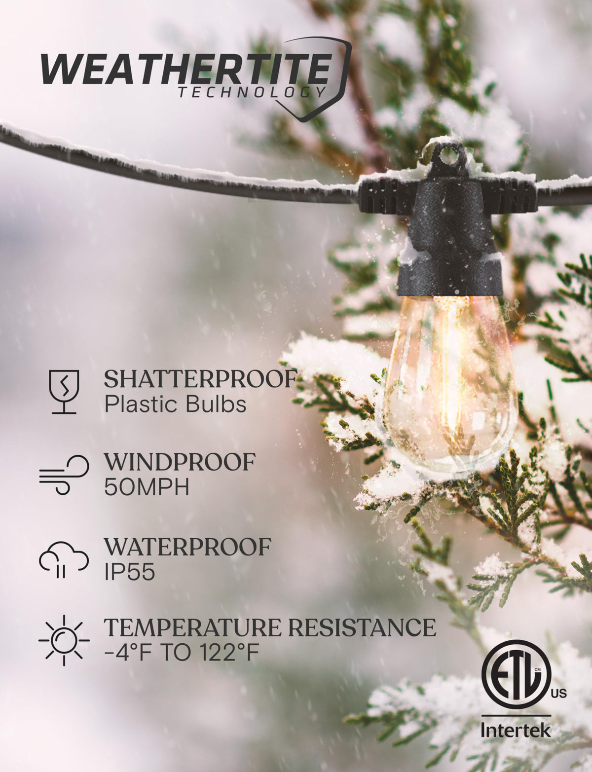 Brightech Bundle Ambience 48Ft Pro Solar String Lights + Portobello Cordless LED Touch Table Lamp